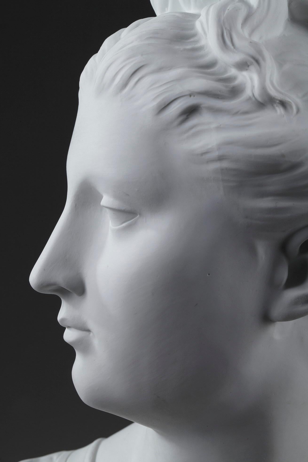 19th Century Bisque Bust: Diana the Huntress After Houdon 1