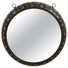 Antique 19th Century Black and Gilt Concave Circular Mirror