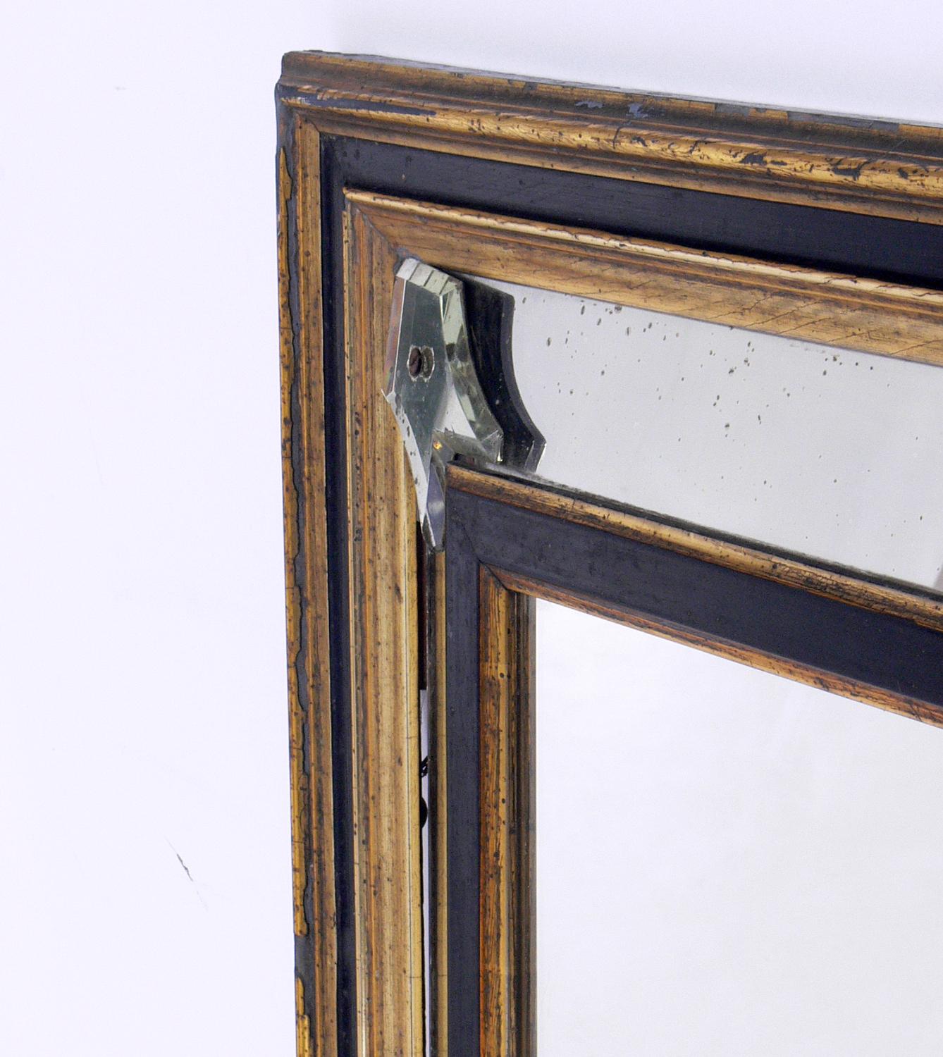 Neoclassical 19th Century Black and Gold Gilt Mirror