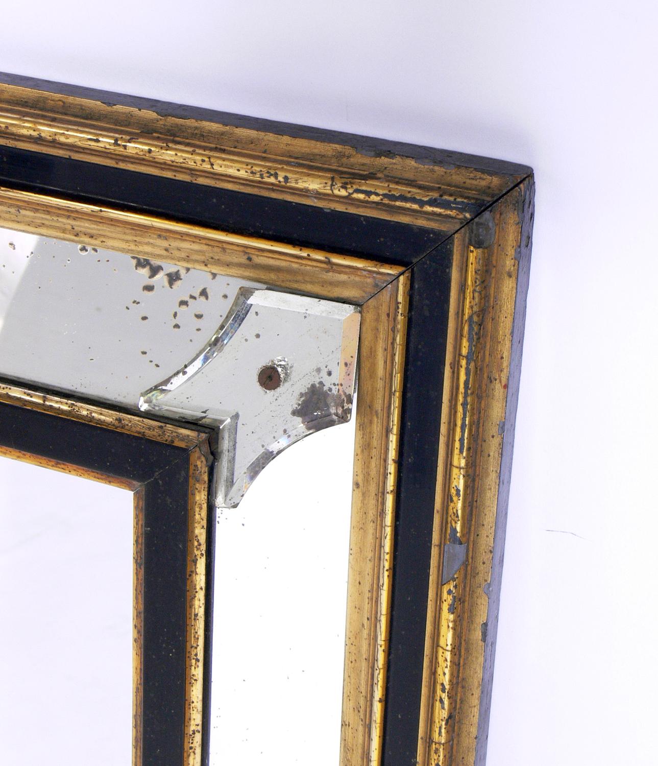 American 19th Century Black and Gold Gilt Mirror