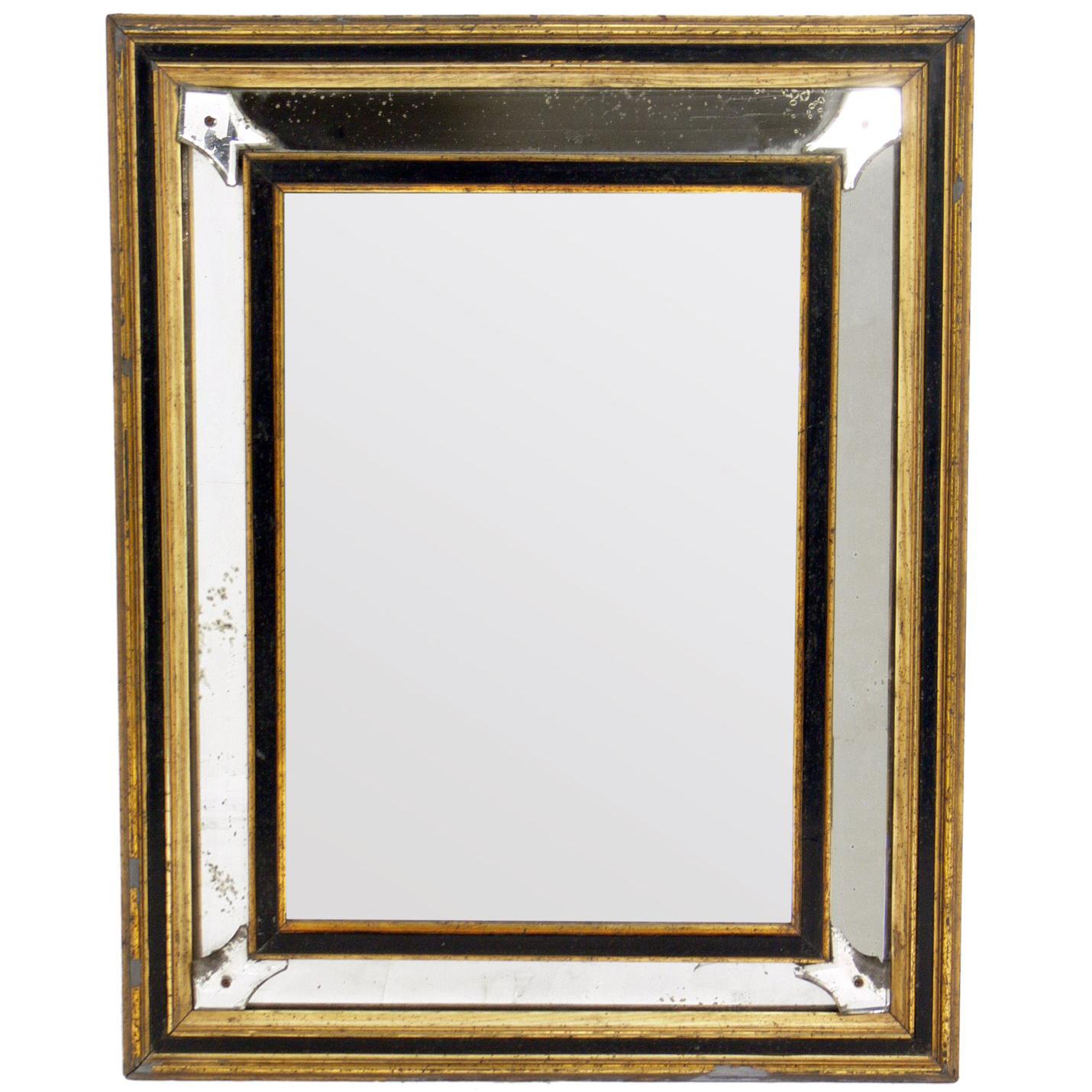 19th Century Black and Gold Gilt Mirror
