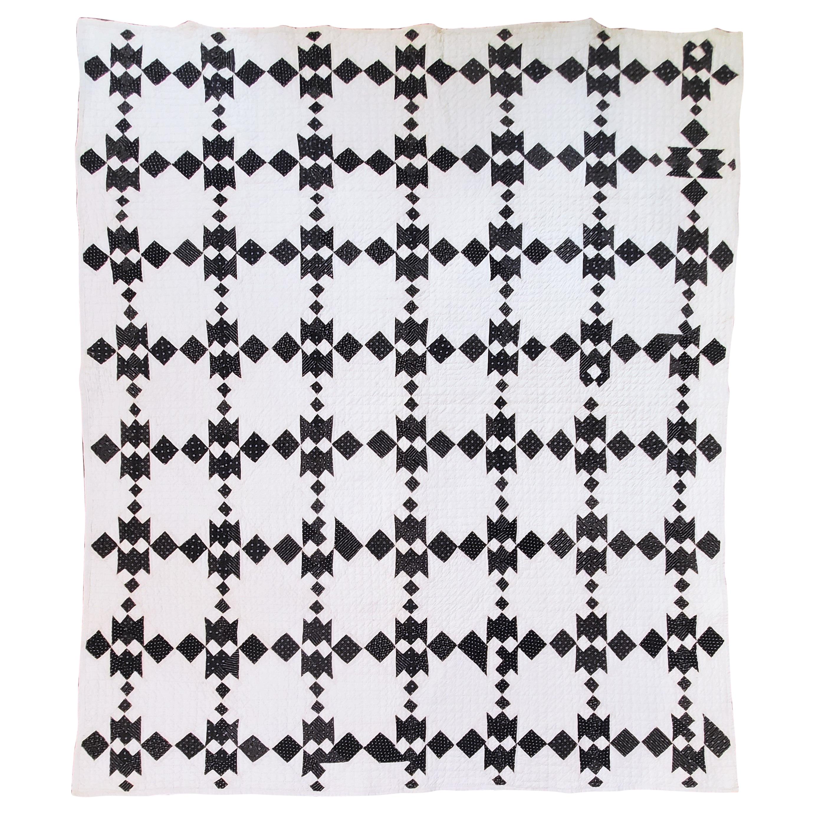 19th Century Black and White Geometric Quilt