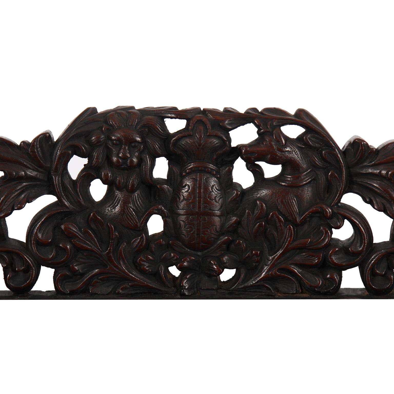 Hardwood 19th Century Black Anglo-Indian Carved Wood Desk