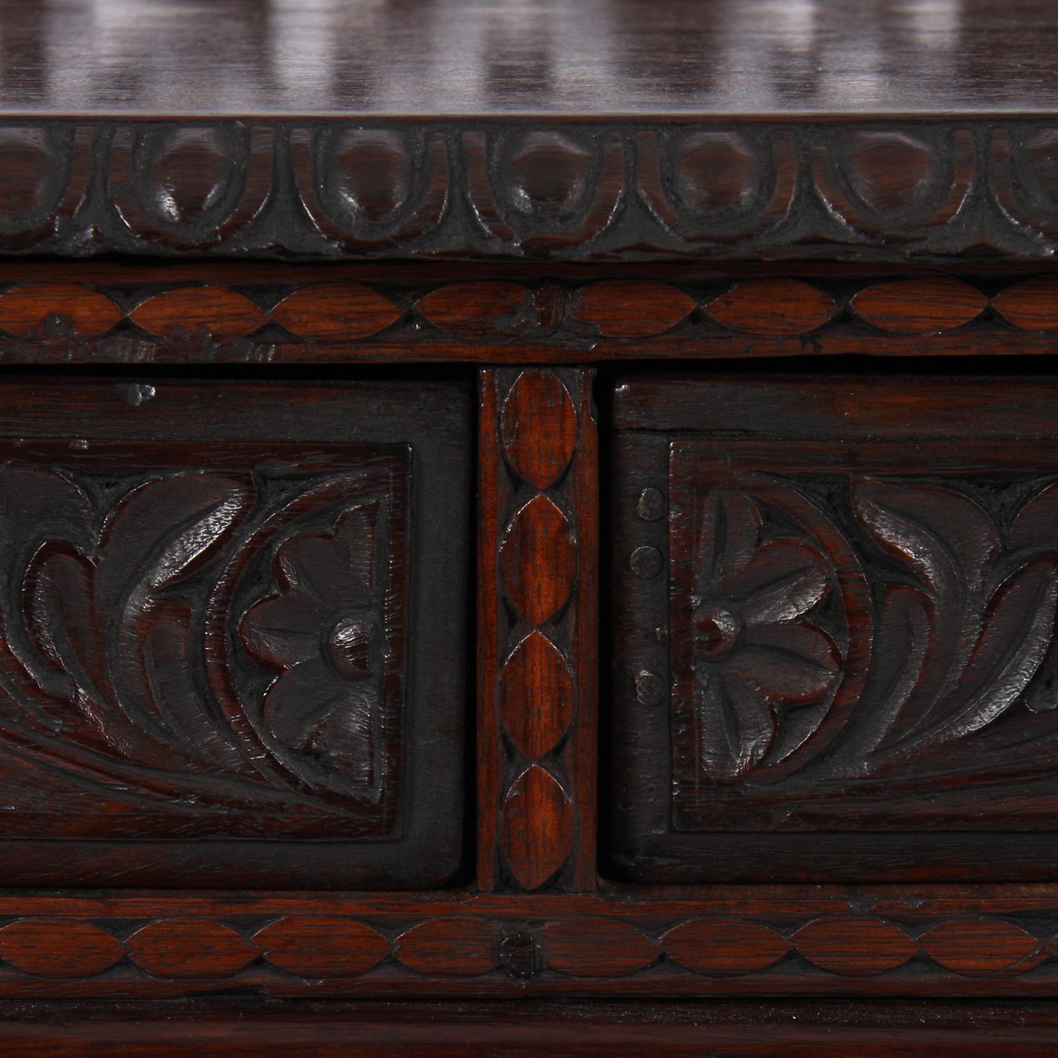 19th Century Black Anglo-Indian Carved Wood Desk 3