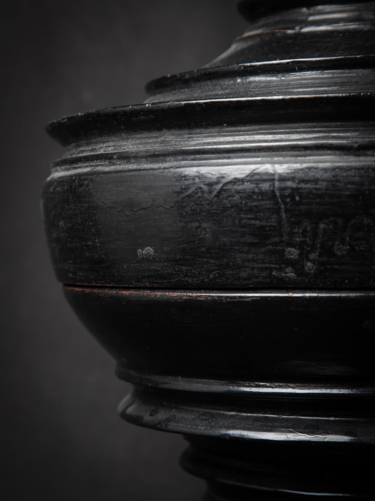 19th century Black antique Burmese offering vessel from Burma For Sale 9