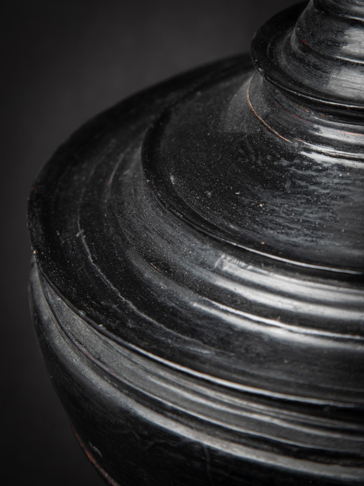 19th century Black antique Burmese offering vessel from Burma For Sale 13