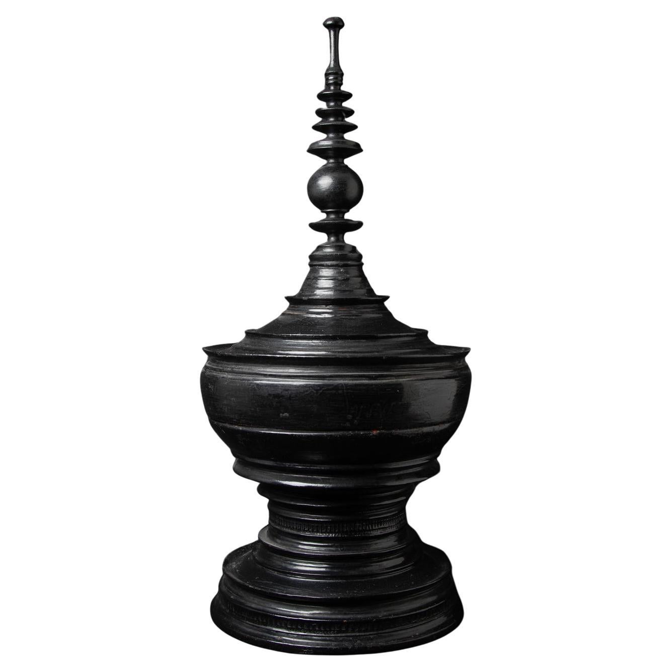 19th century Black antique Burmese offering vessel from Burma