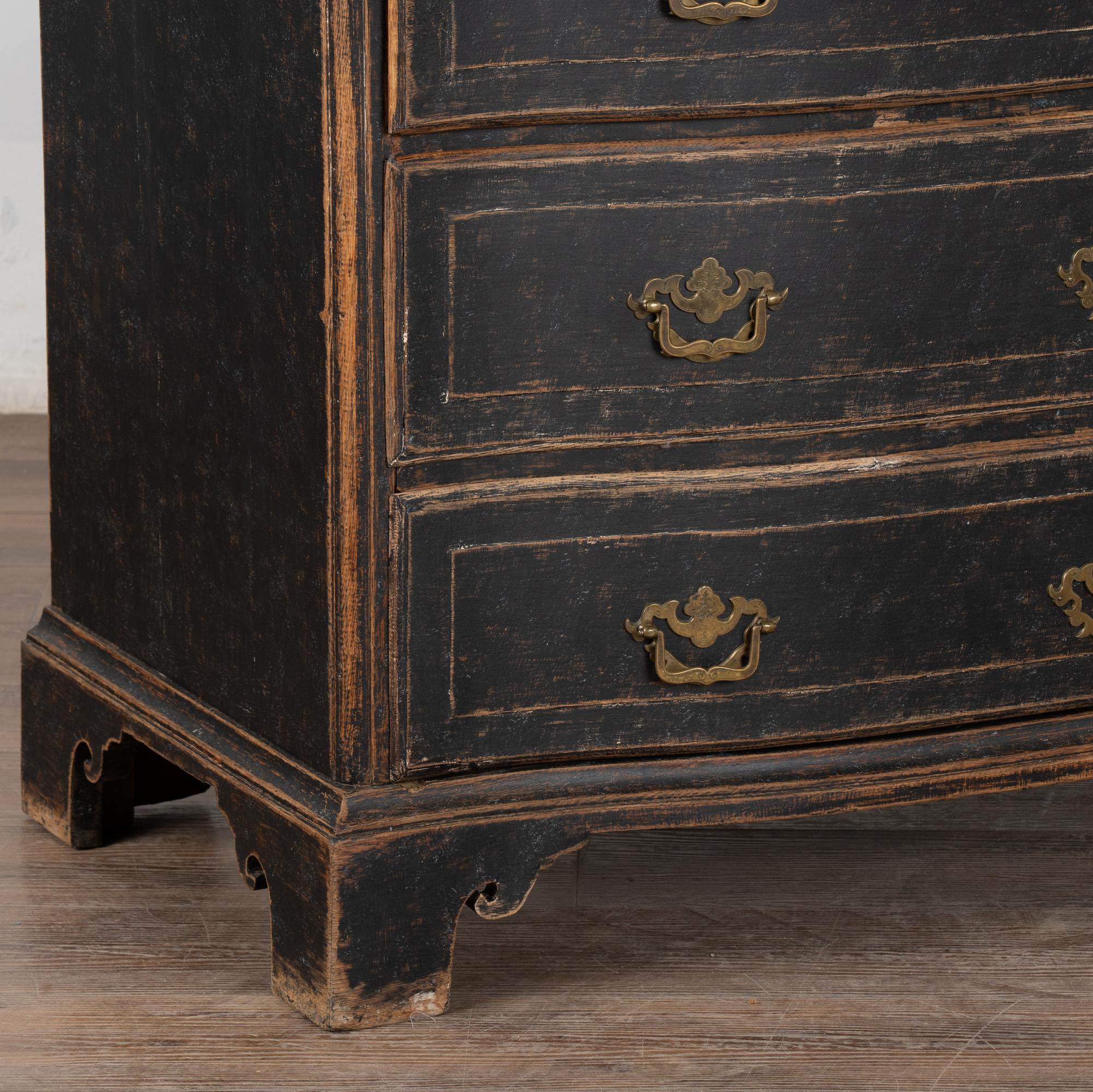 19th Century Black Baroque Chest of Three Drawers, Sweden For Sale 5