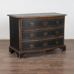 19th Century Black Baroque Chest of Three Drawers, Sweden