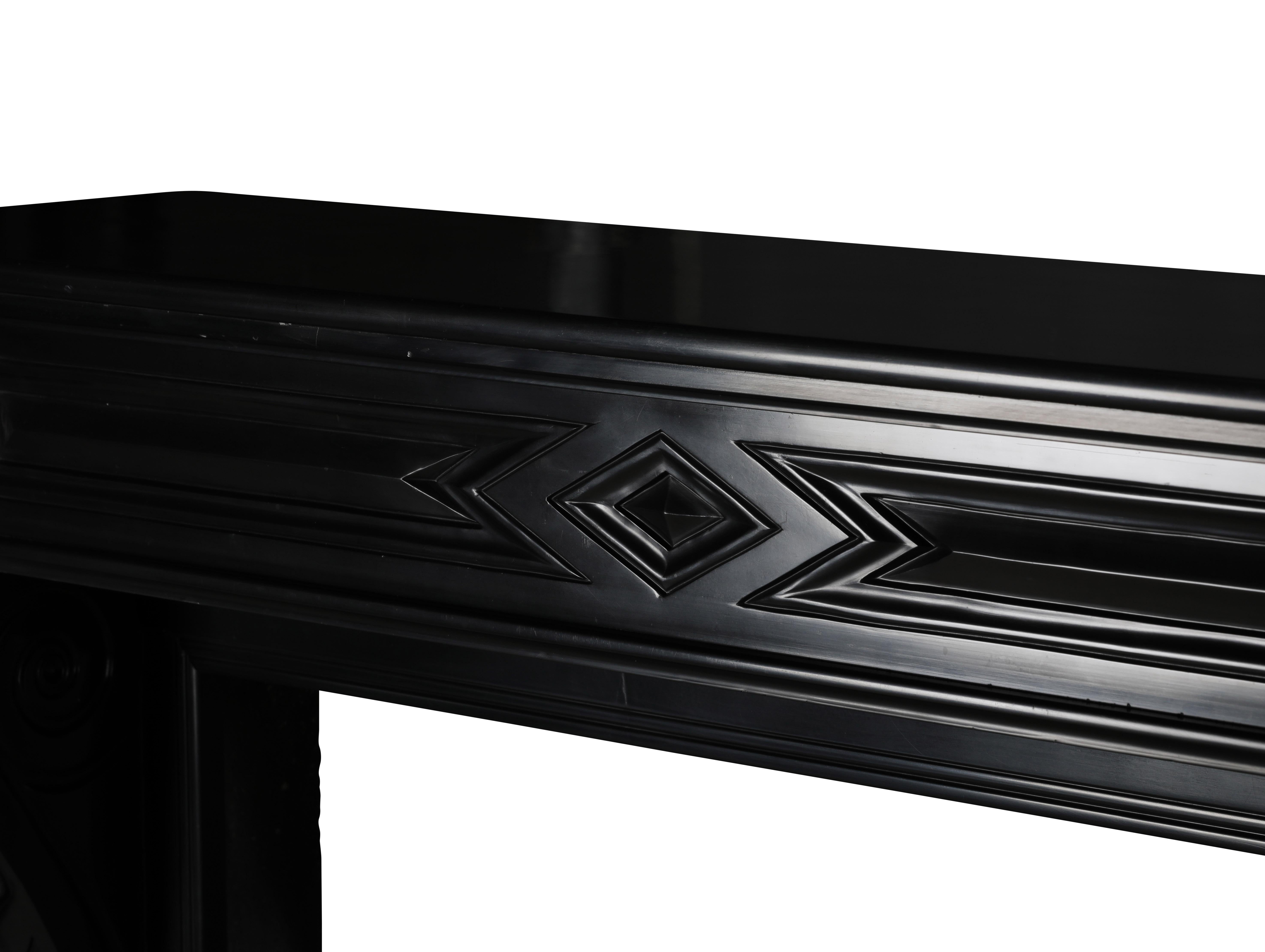 19th Century Black Belgian Marble Fireplace Mantel – Timeless French Elegance For Sale 7