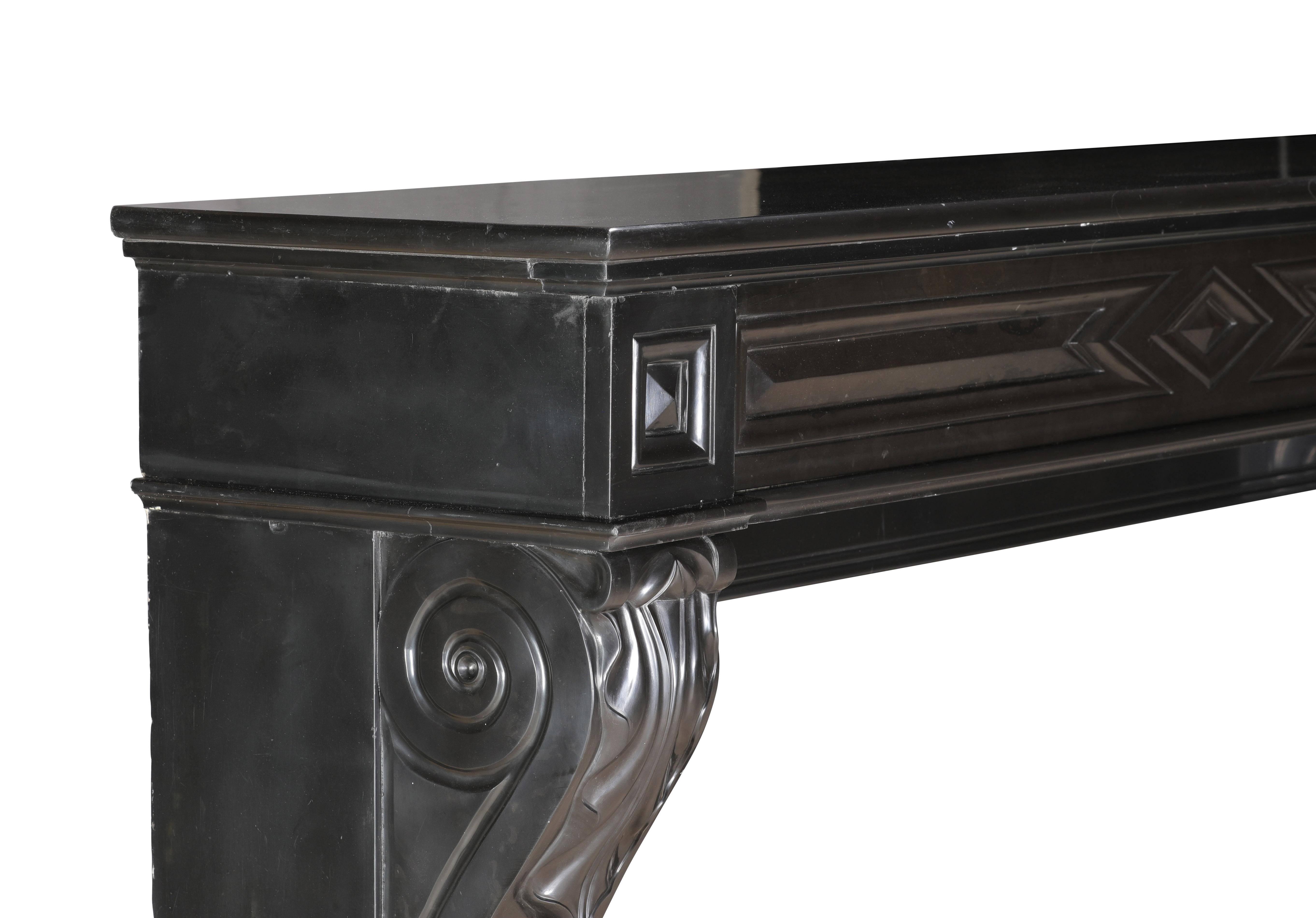 19th Century Black Belgian Marble Fireplace Mantel – Timeless French Elegance For Sale 9