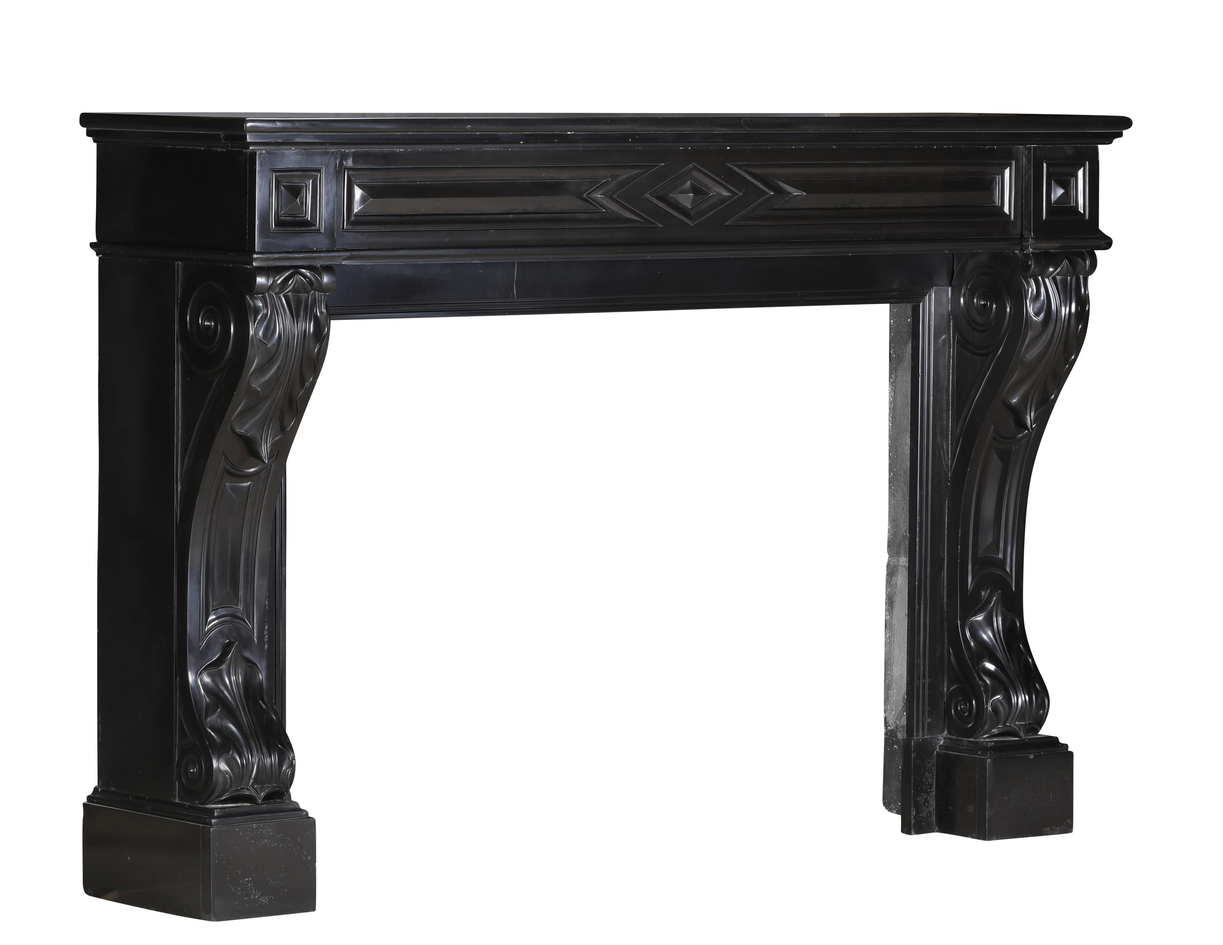 19th Century Black Belgian Marble Fireplace Mantel – Timeless French Elegance For Sale 11