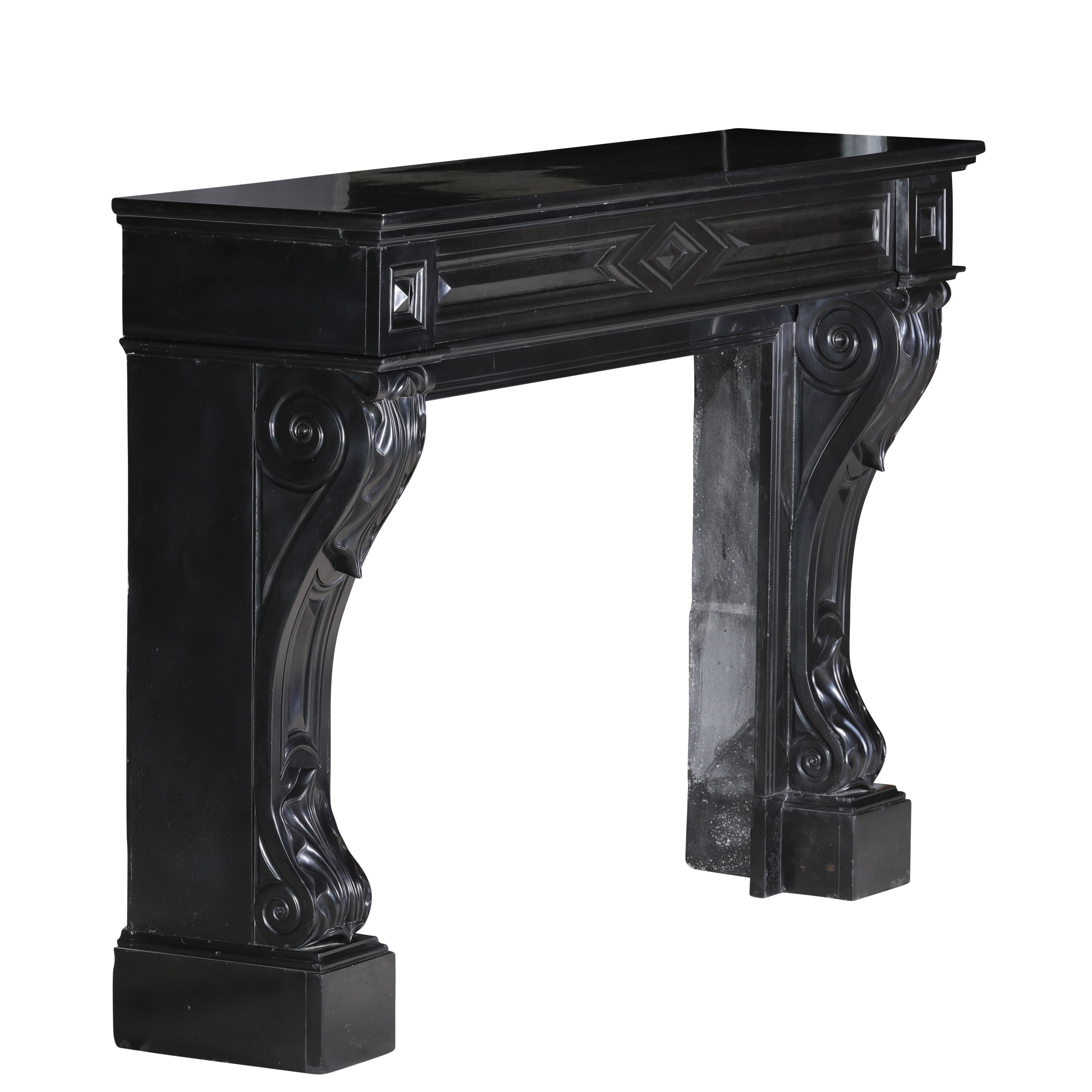 19th Century Black Belgian Marble Fireplace Mantel – Timeless French Elegance For Sale 12