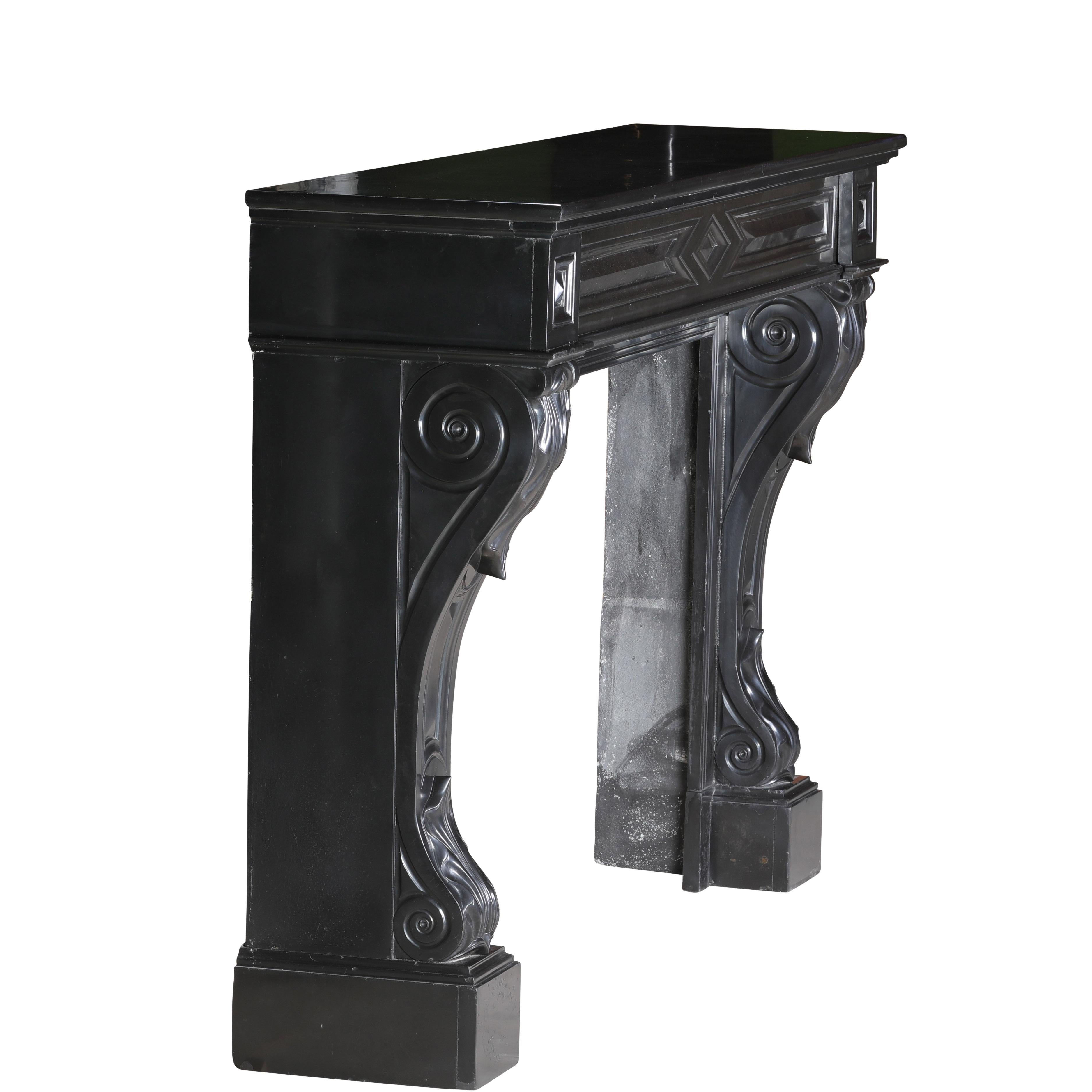 19th Century Black Belgian Marble Fireplace Mantel – Timeless French Elegance For Sale 13