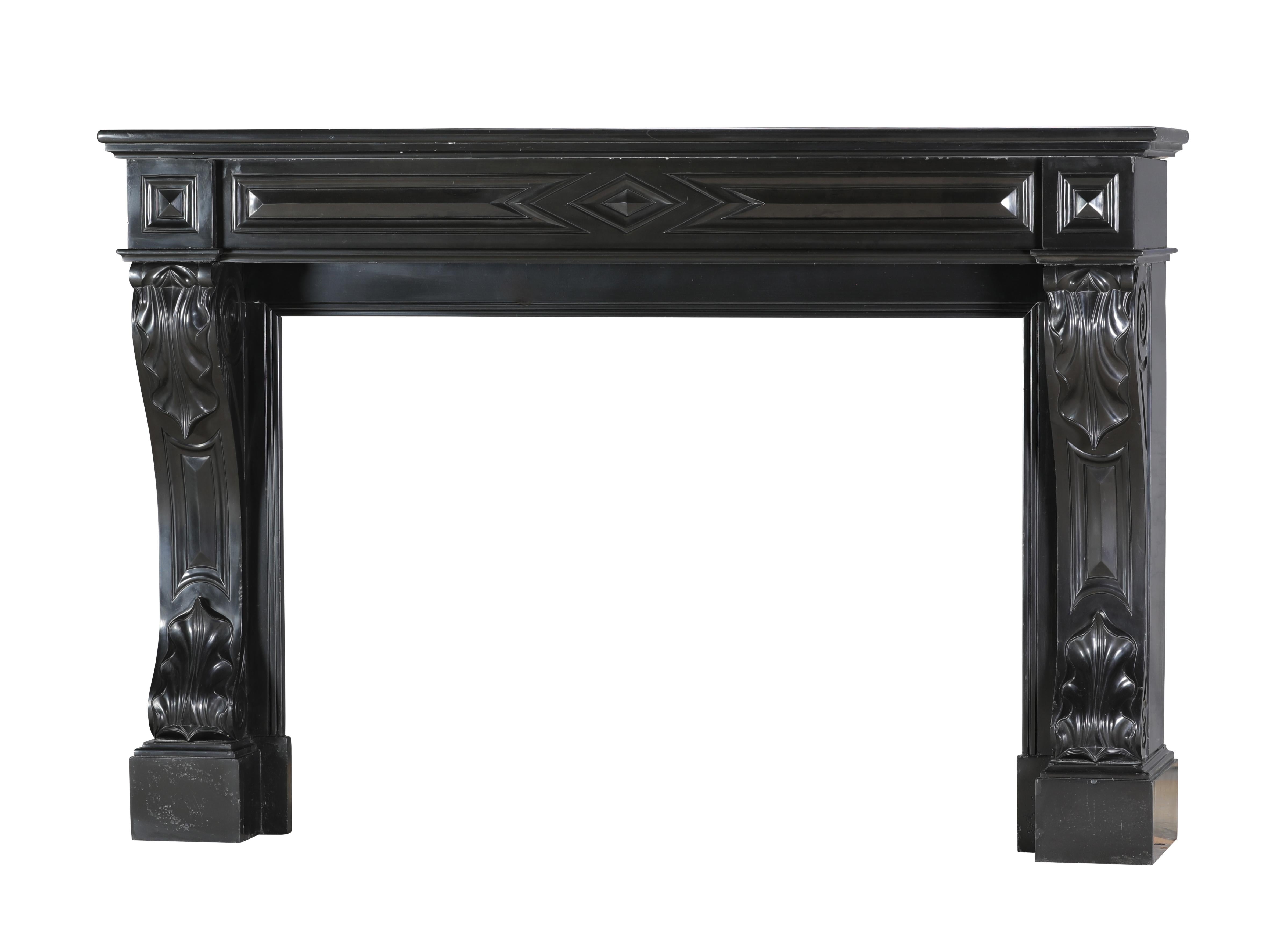 Belgian Black Marble 19th Century Black Belgian Marble Fireplace Mantel – Timeless French Elegance For Sale