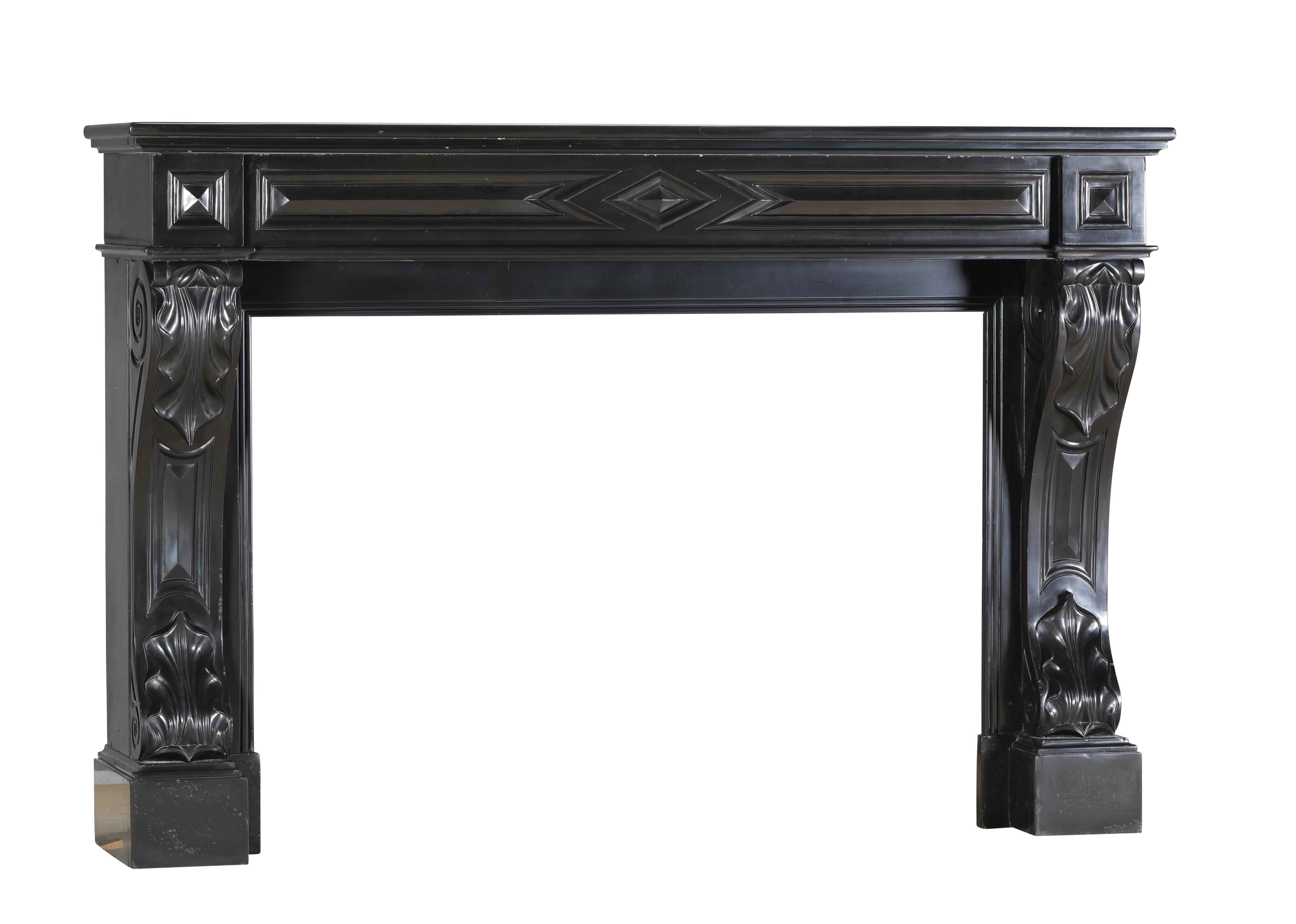 19th Century Black Belgian Marble Fireplace Mantel – Timeless French Elegance For Sale 2