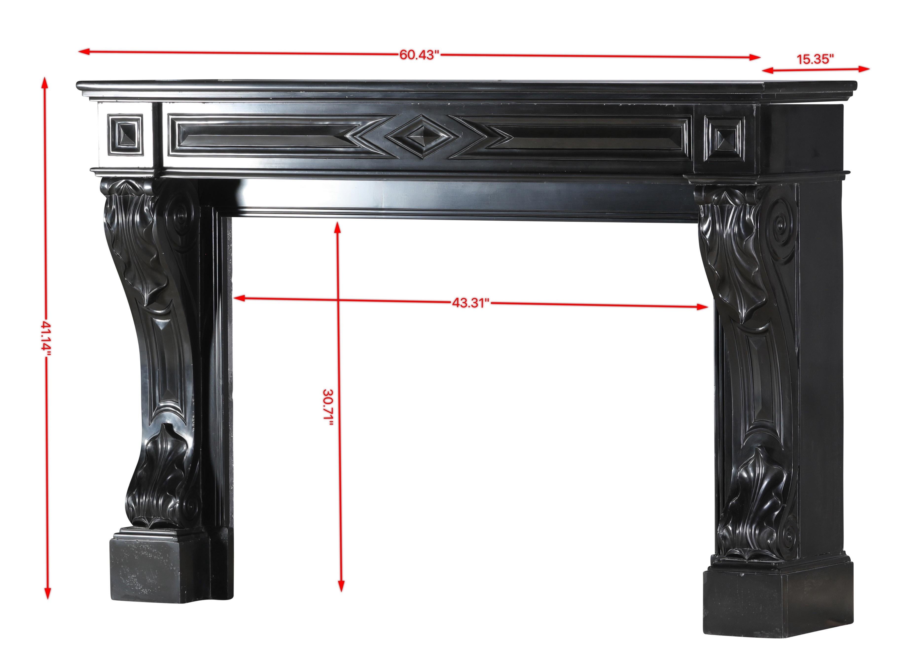 Louis Philippe 19th Century Black Belgian Marble Fireplace Mantel – Timeless French Elegance For Sale
