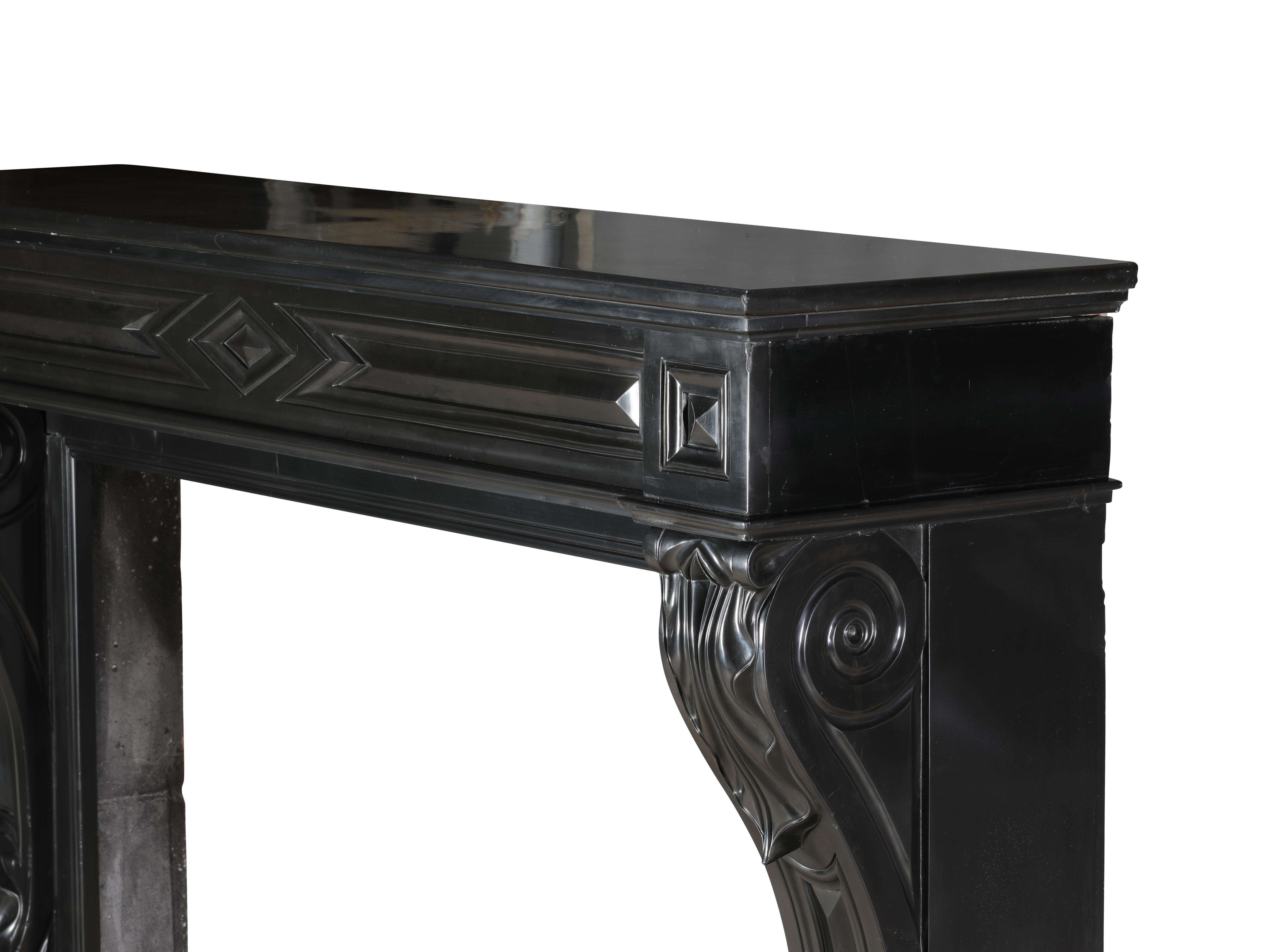 19th Century Black Belgian Marble Fireplace Mantel – Timeless French Elegance For Sale 6