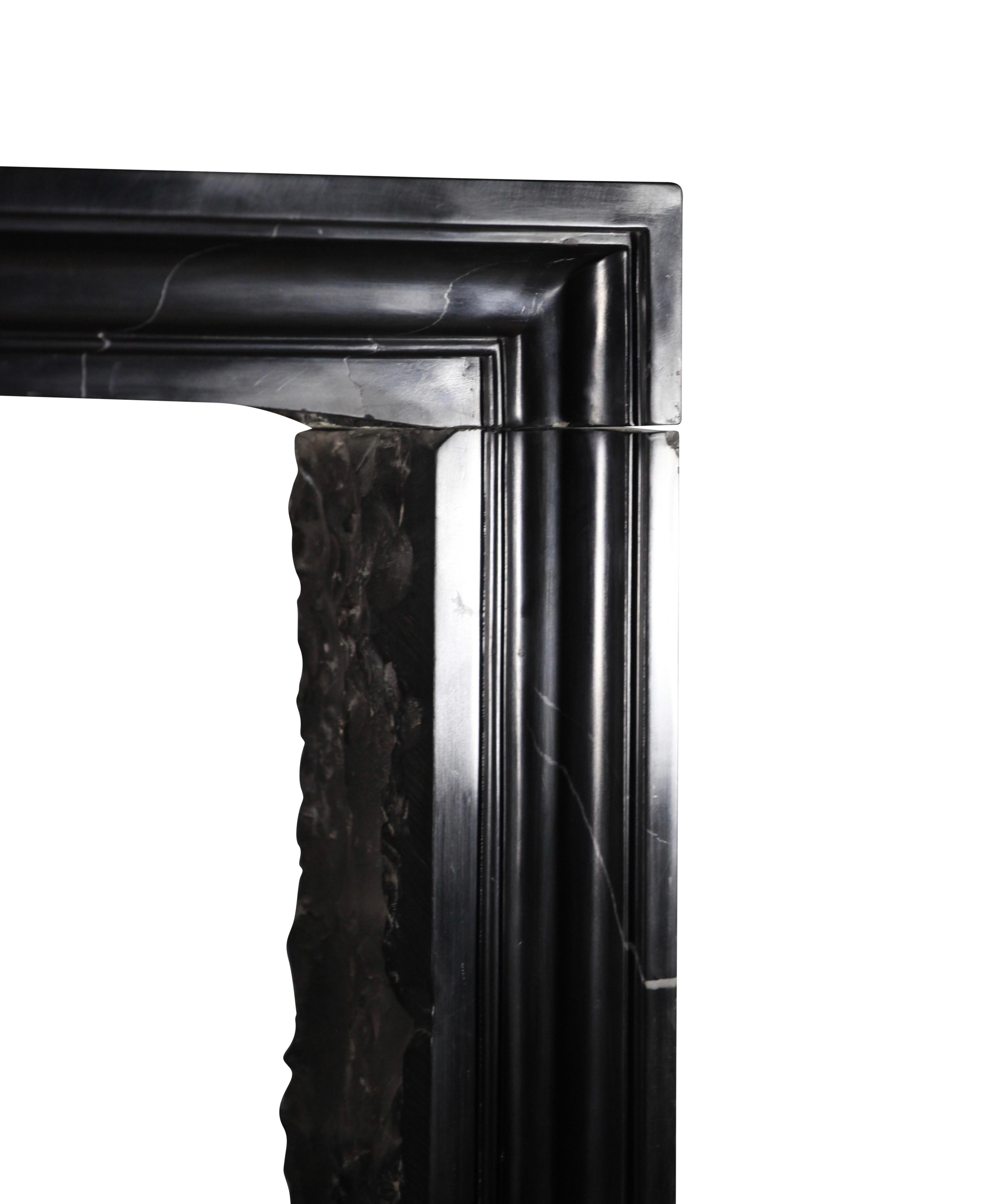 19th Century Black Belgian Marble Original Antique Fireplace Surround For Sale 5