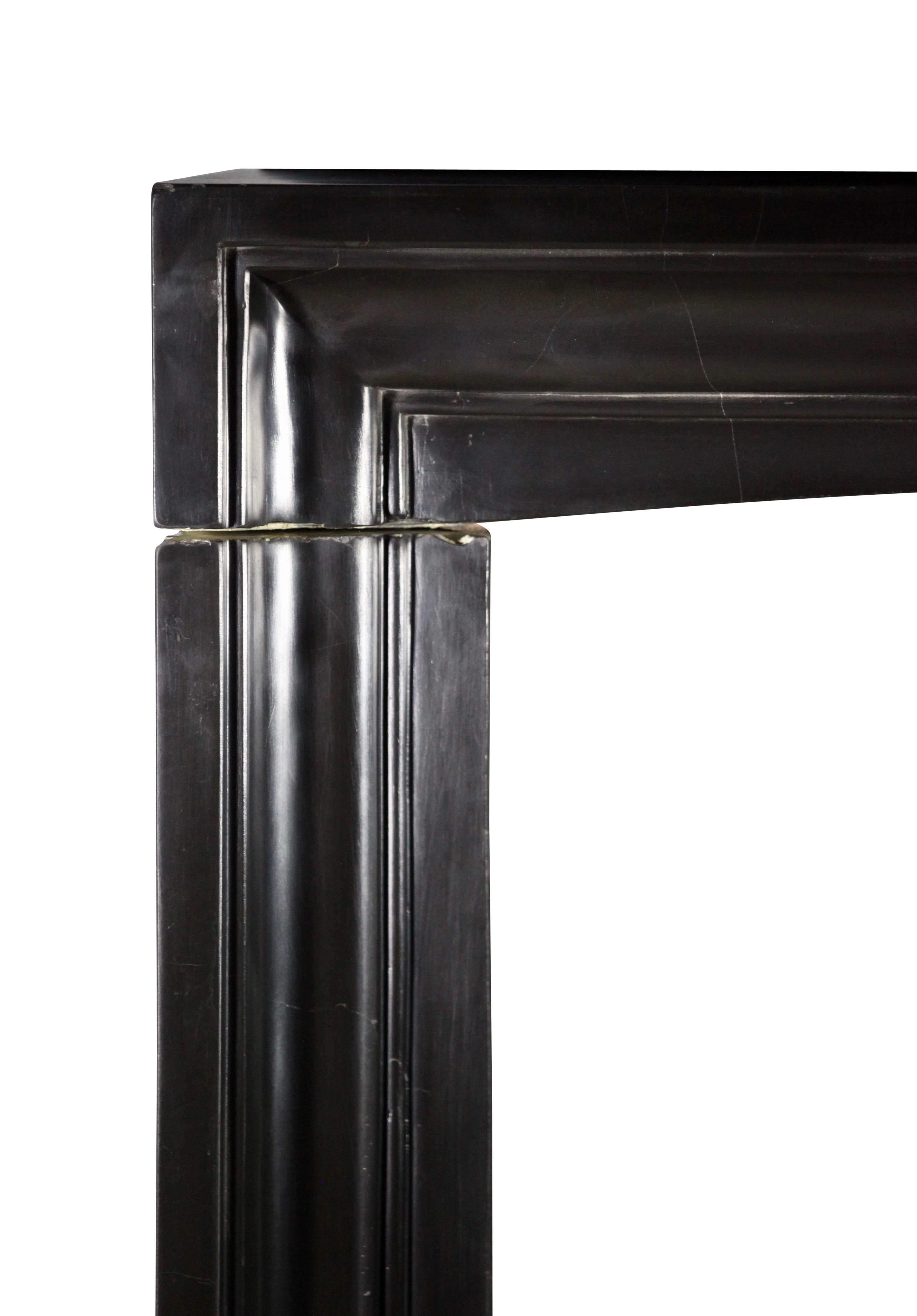 Polished 19th Century Black Belgian Marble Original Antique Fireplace Surround For Sale