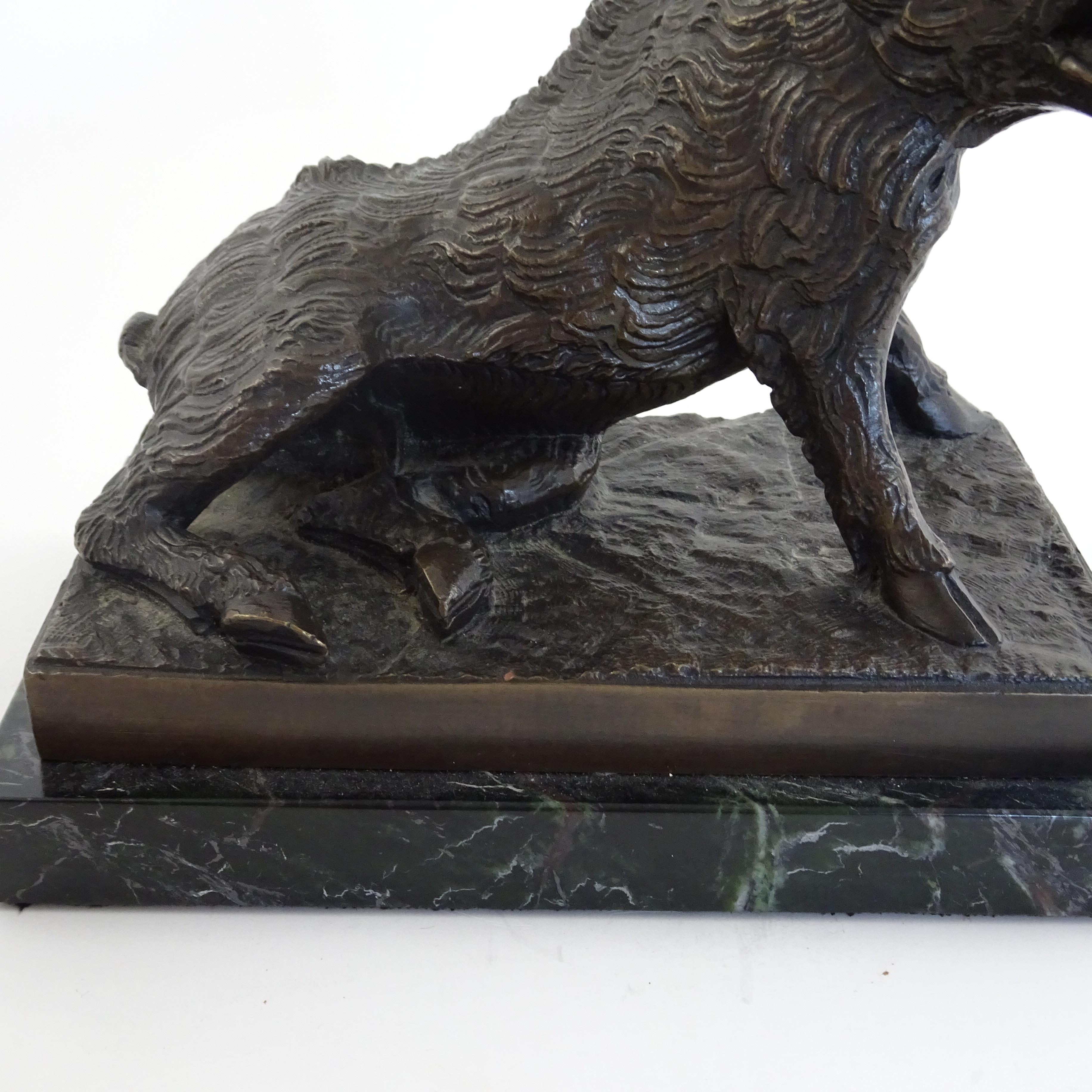 French 19th Century Black Bronze Boar Figurine Sculpted by Joseph Victor Chemin For Sale