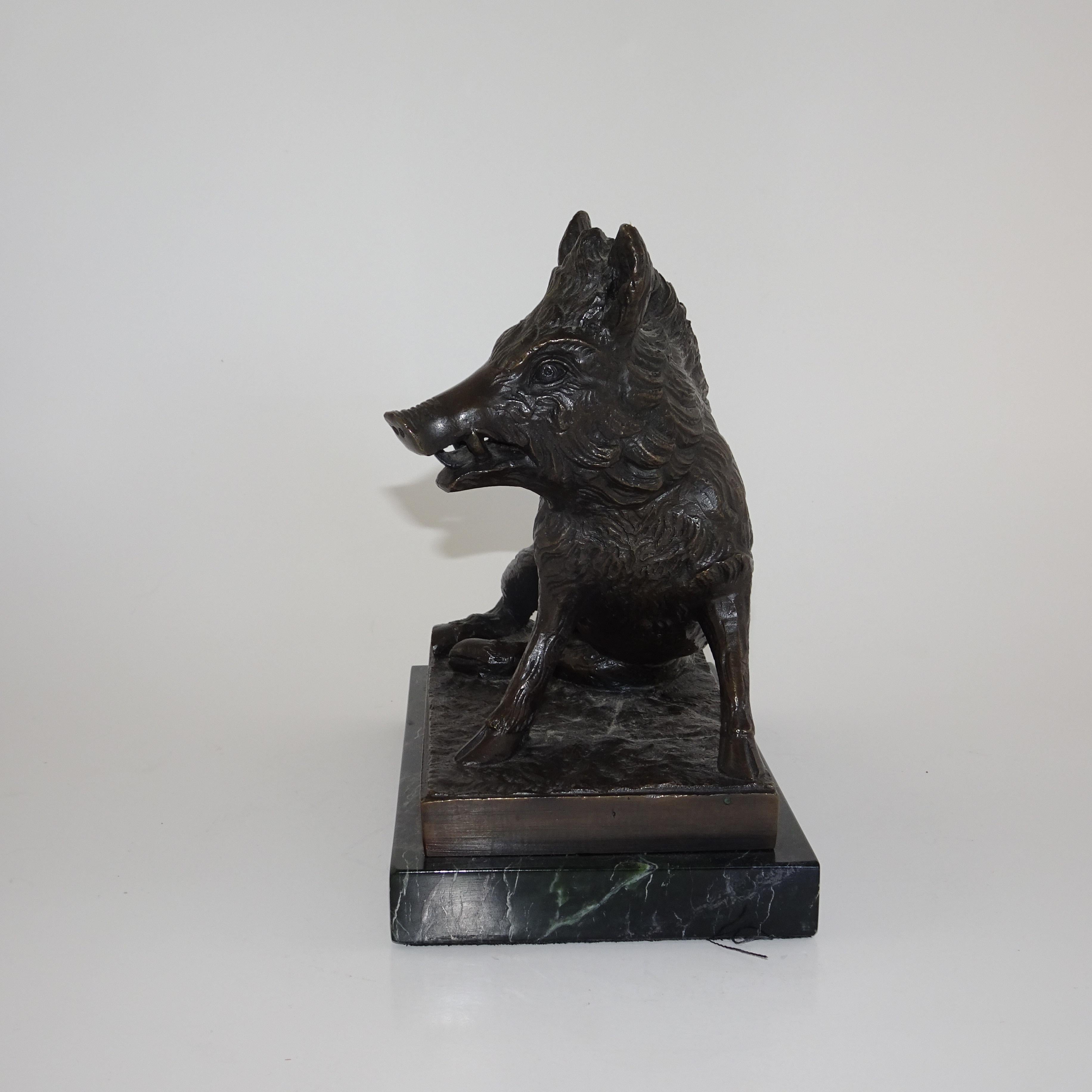 19th Century Black Bronze Boar Figurine Sculpted by Joseph Victor Chemin In Good Condition For Sale In Nashville, TN