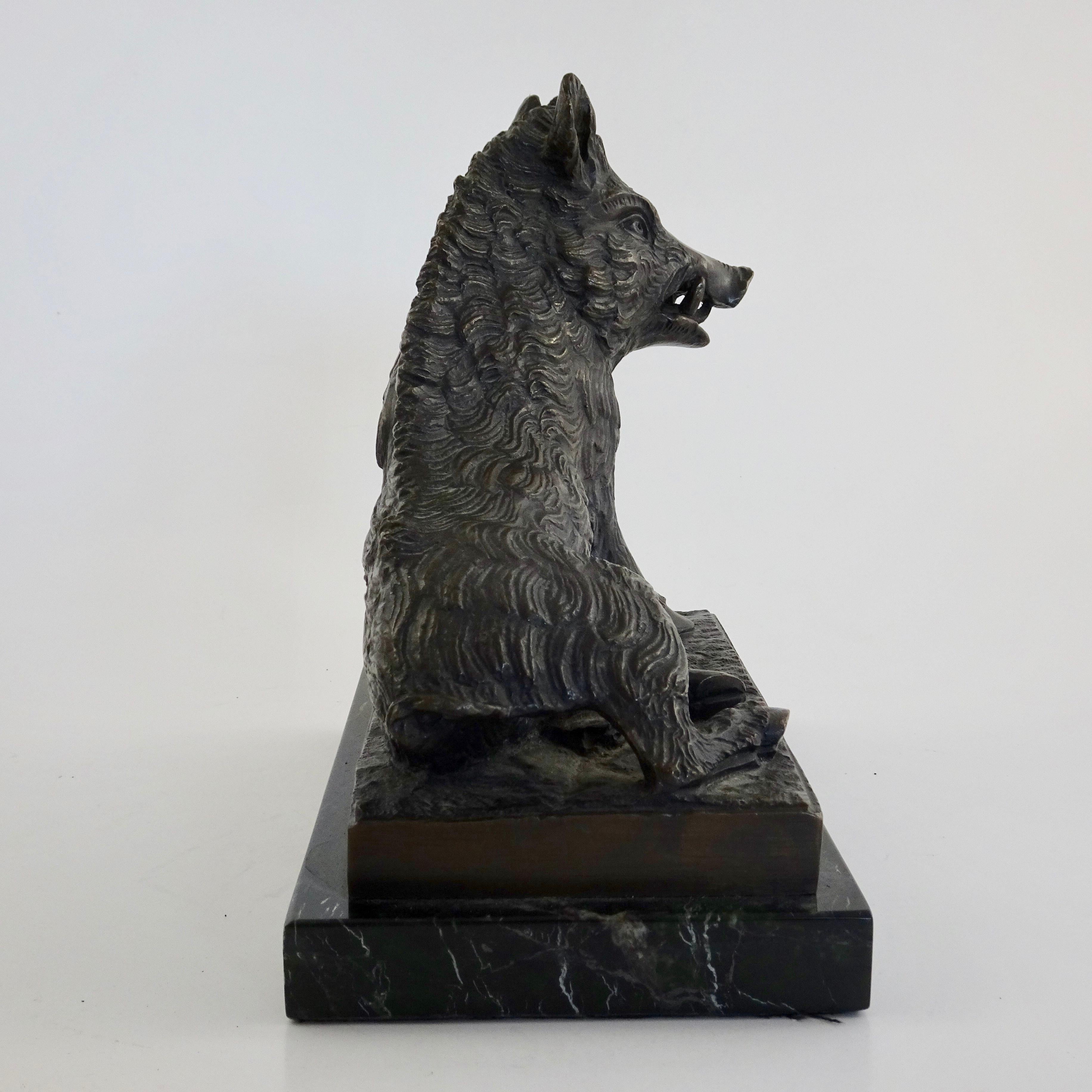 19th Century Black Bronze Boar Figurine Sculpted by Joseph Victor Chemin For Sale 4