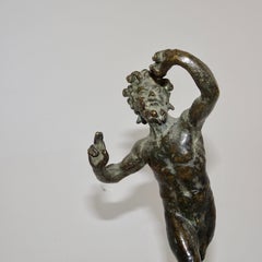 19th Century Black Bronze Statuette of Biblical Man on Black Base