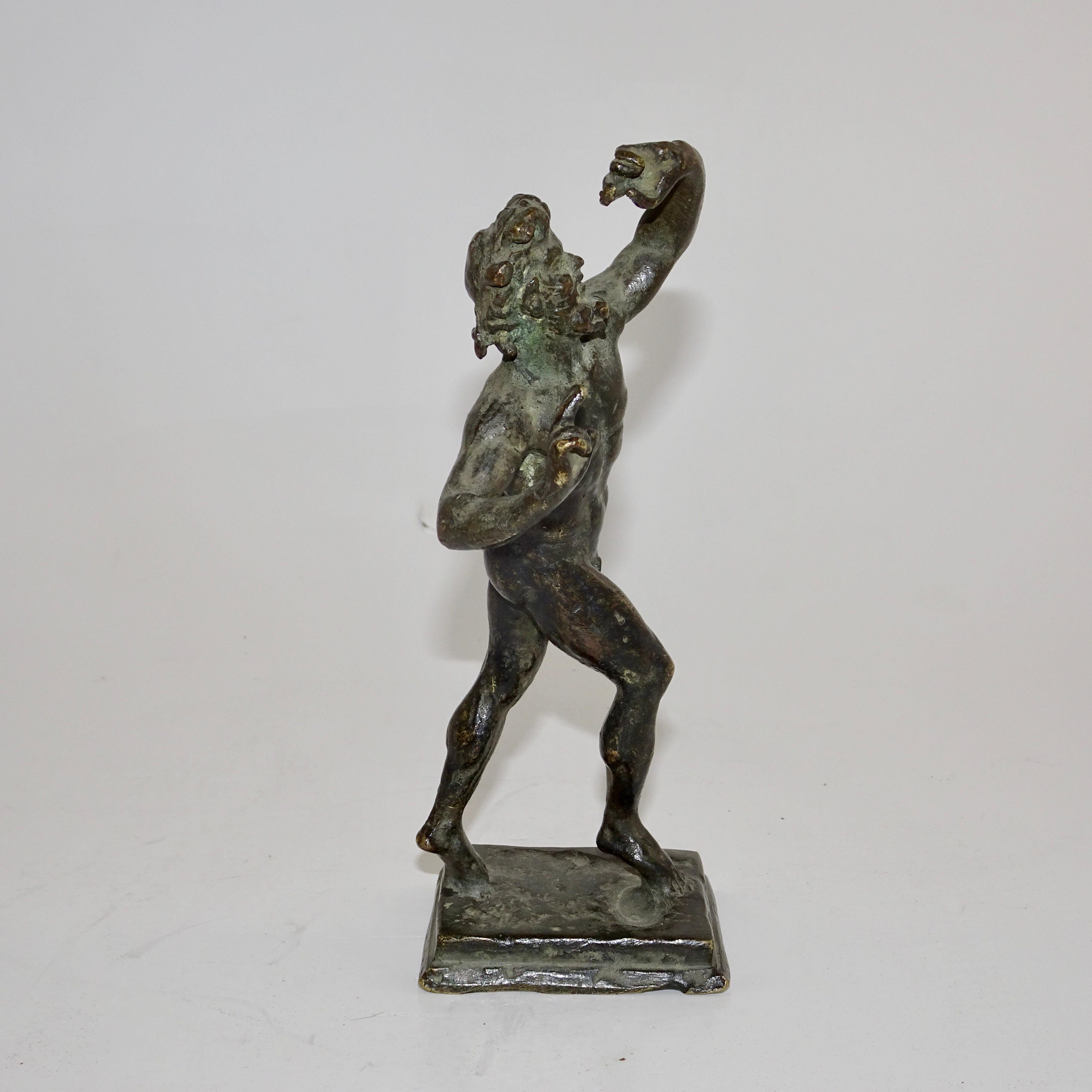 19th Century Black Bronze Statuette of Biblical Man on Black Base For Sale 1