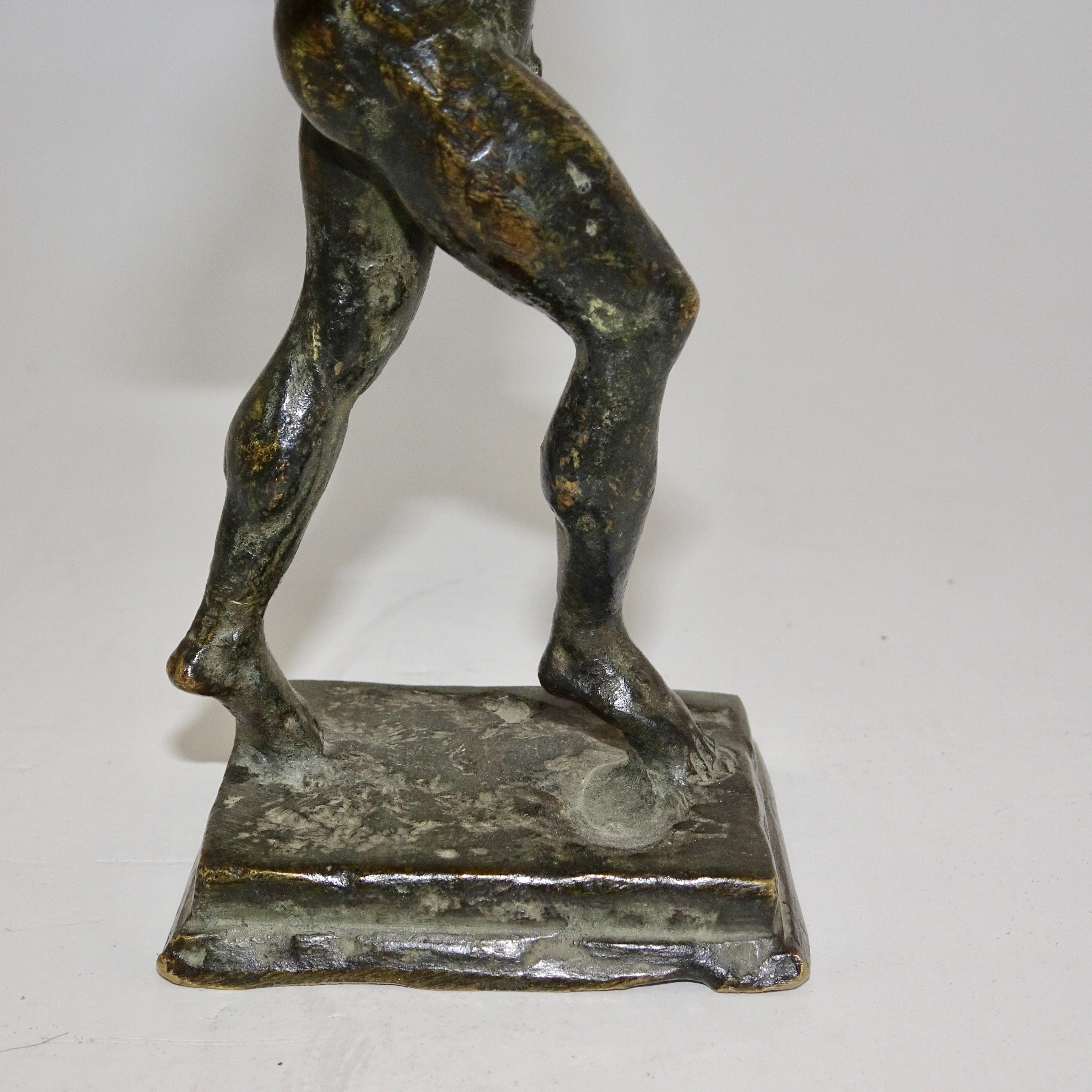 19th Century Black Bronze Statuette of Biblical Man on Black Base For Sale 3