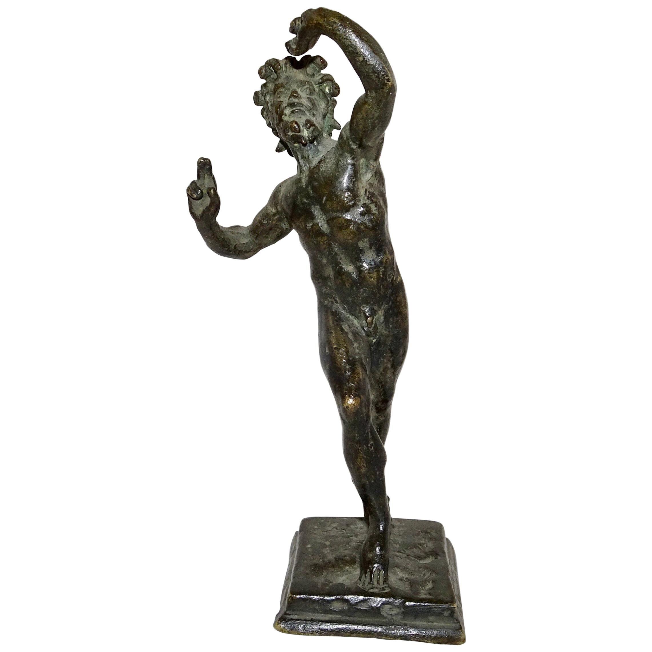 19th Century Black Bronze Statuette of Biblical Man on Black Base For Sale