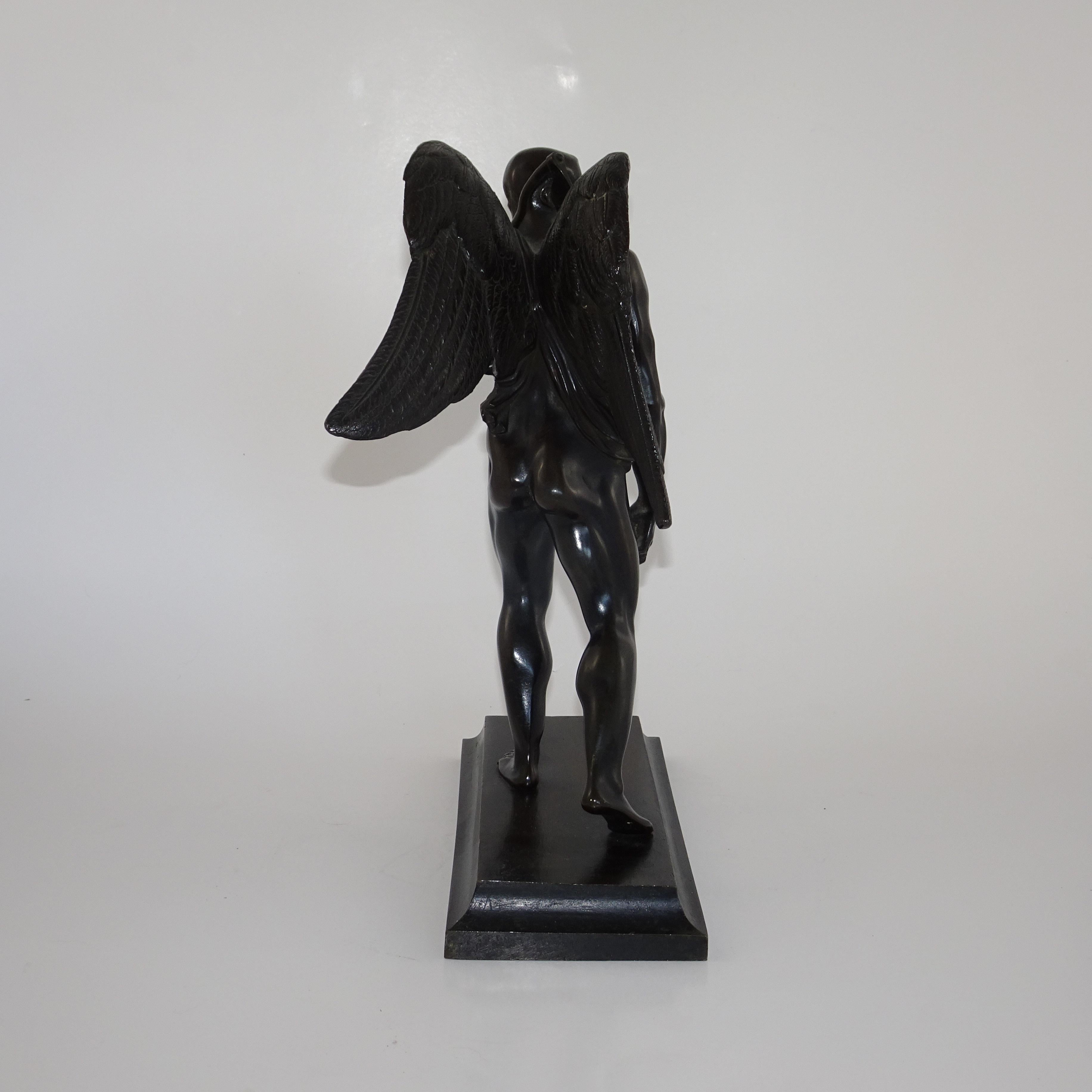 19th Century Black Bronze Statuette of Winged Old Man on Black Base For Sale 3