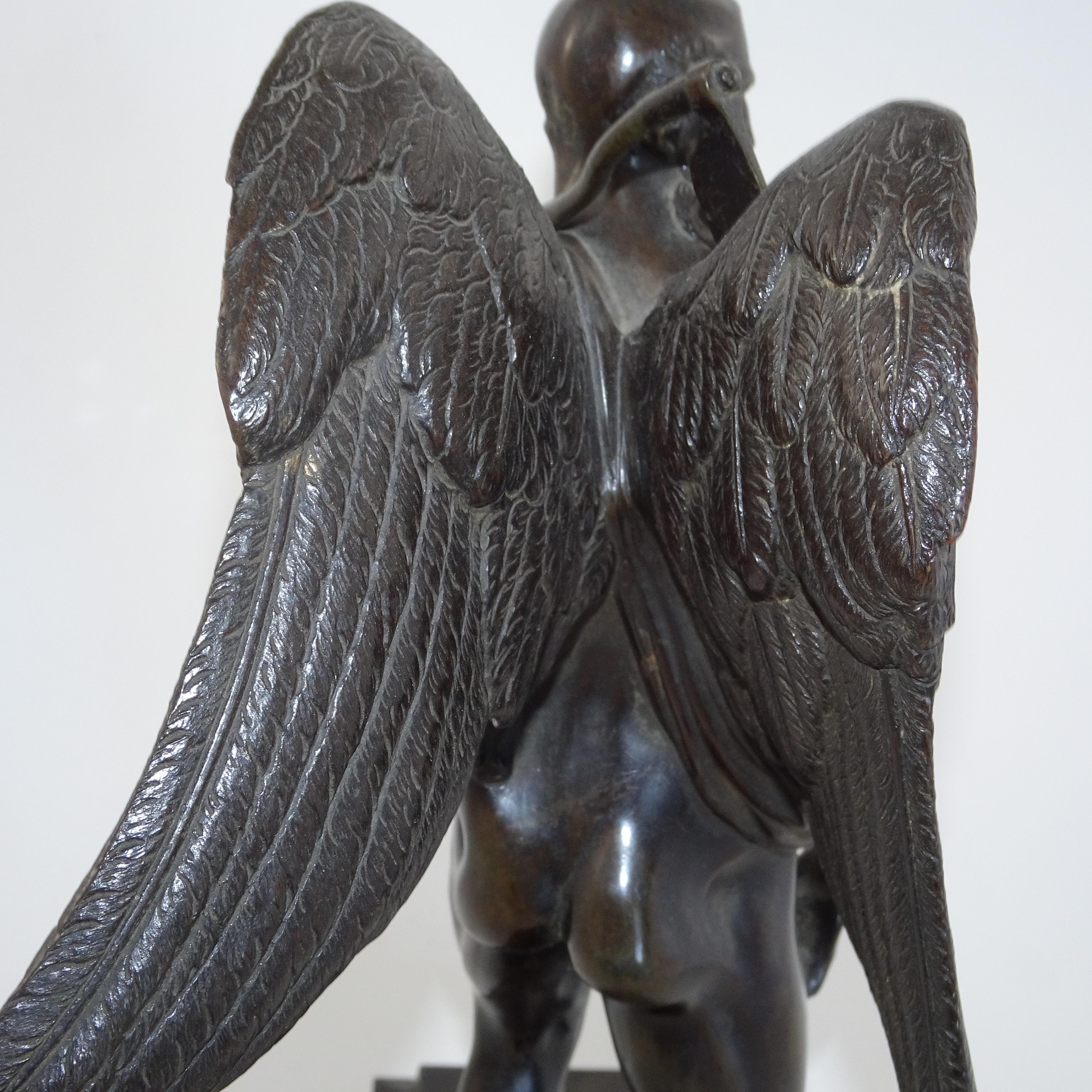 19th Century Black Bronze Statuette of Winged Old Man on Black Base For Sale 4