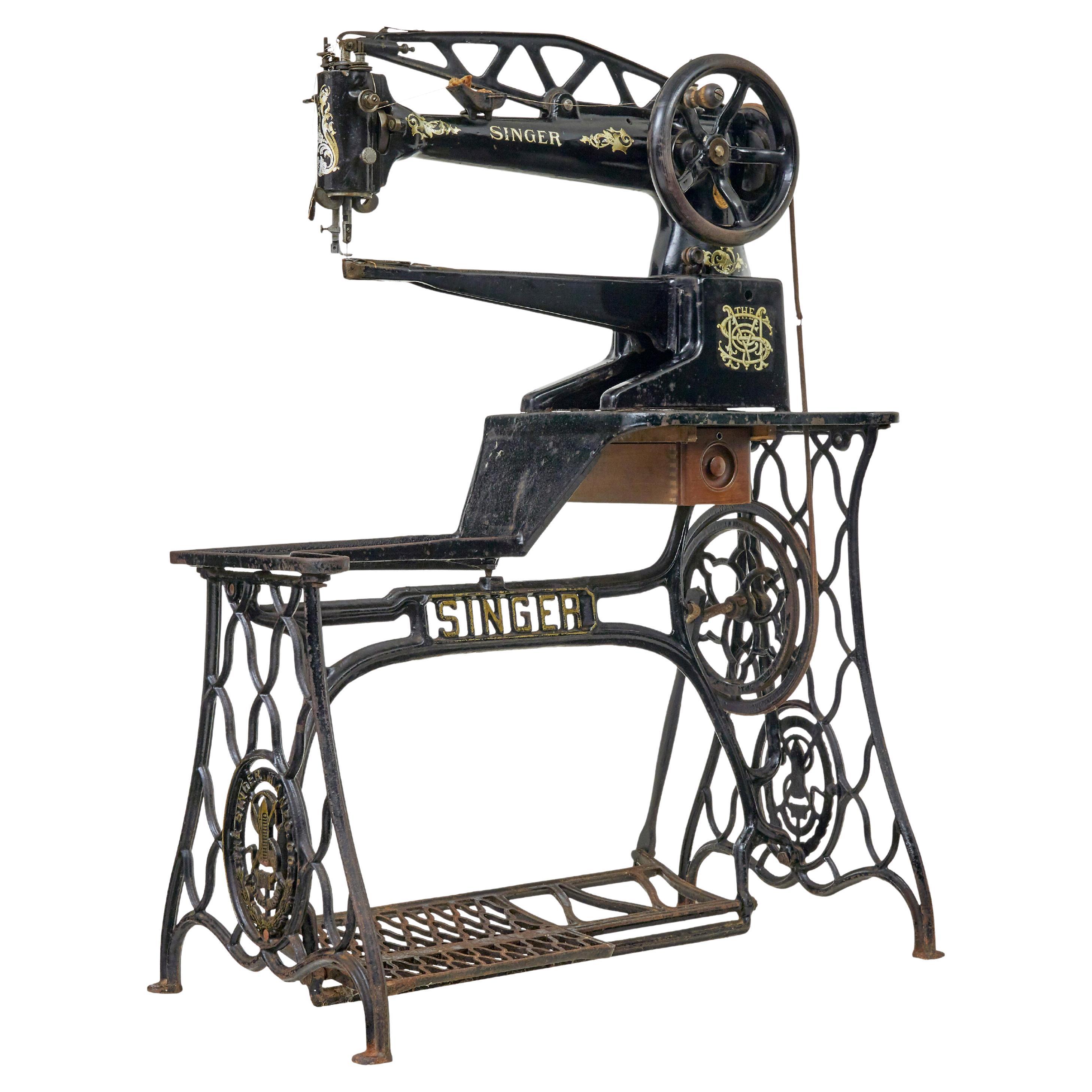 19th century black cast iron factory singer sewing machine