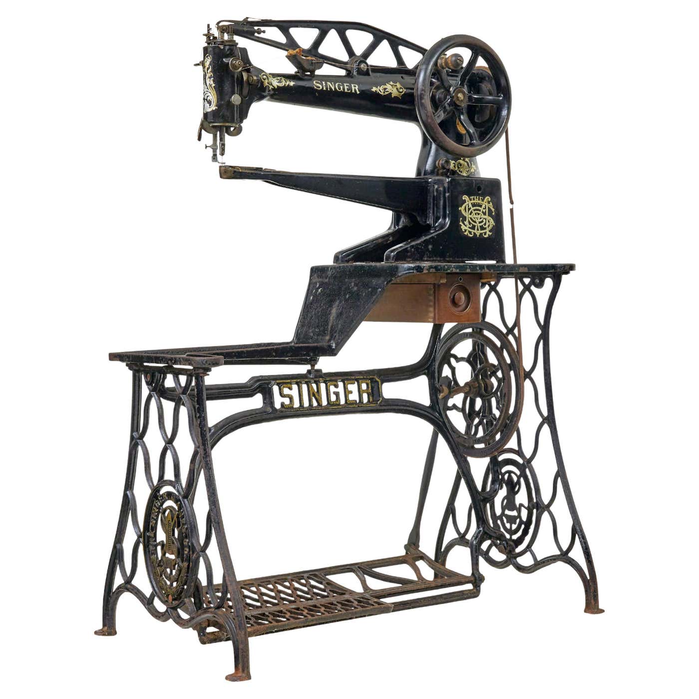 19th century black cast iron factory singer sewing machine For Sale at ...