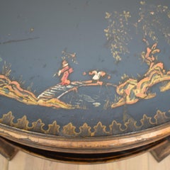 19th Century Black Chinoiserie Round Lacquer Coffee Table, Germany, circa 1880