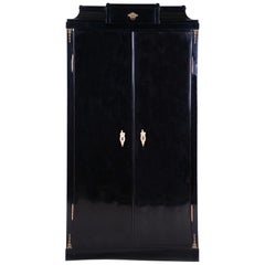 19th Century Black Empire Austrian Double-Door Bookcase, Vien, Pear wood