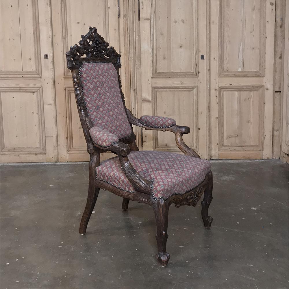 Hand-Crafted 19th Century Black Forest Armchair