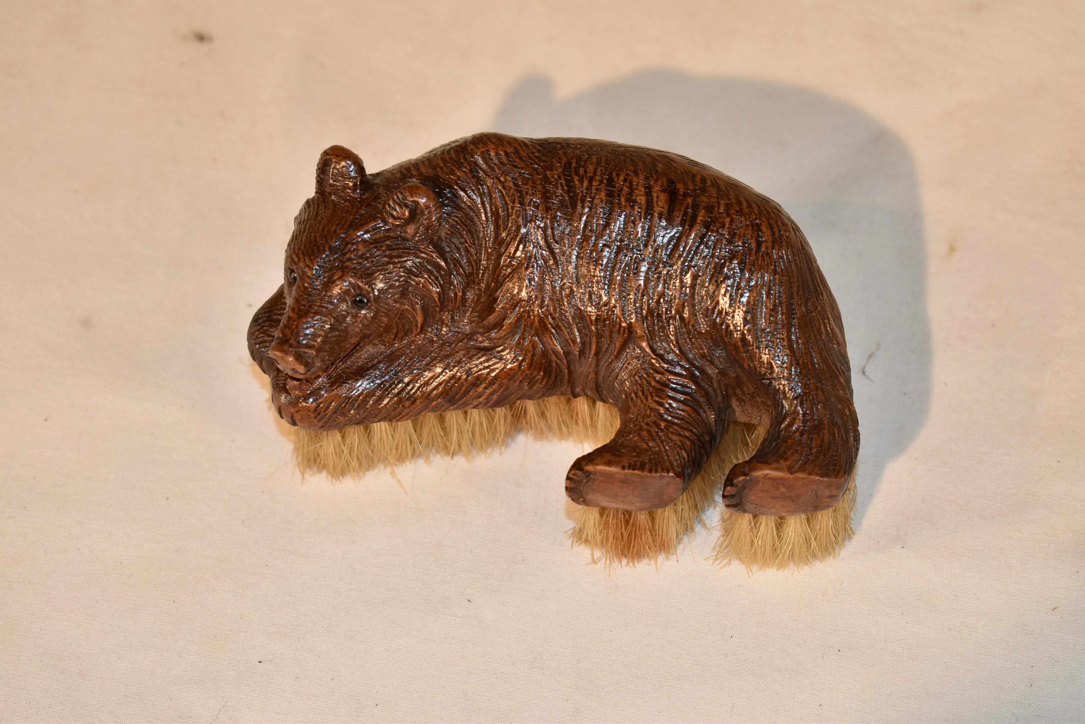Fruitwood 19th Century Black Forest Bear Clothes Brush For Sale