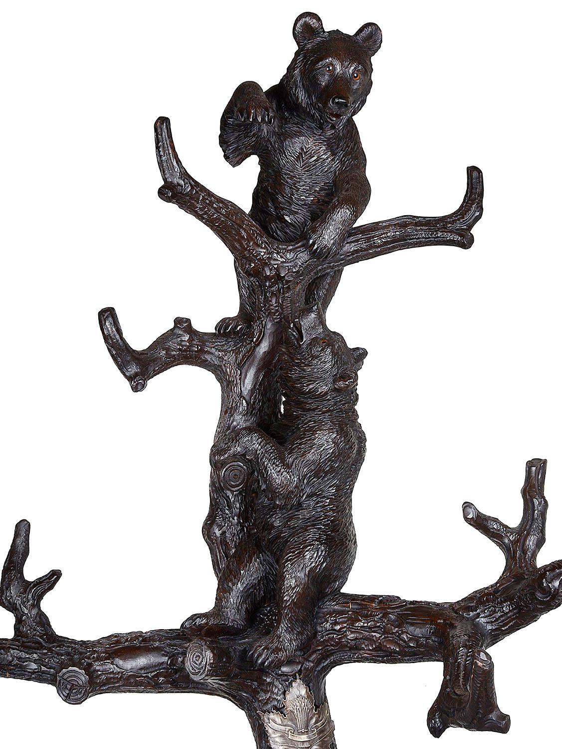 Hand-Carved 19th Century Black Forest Bear Hall Stand