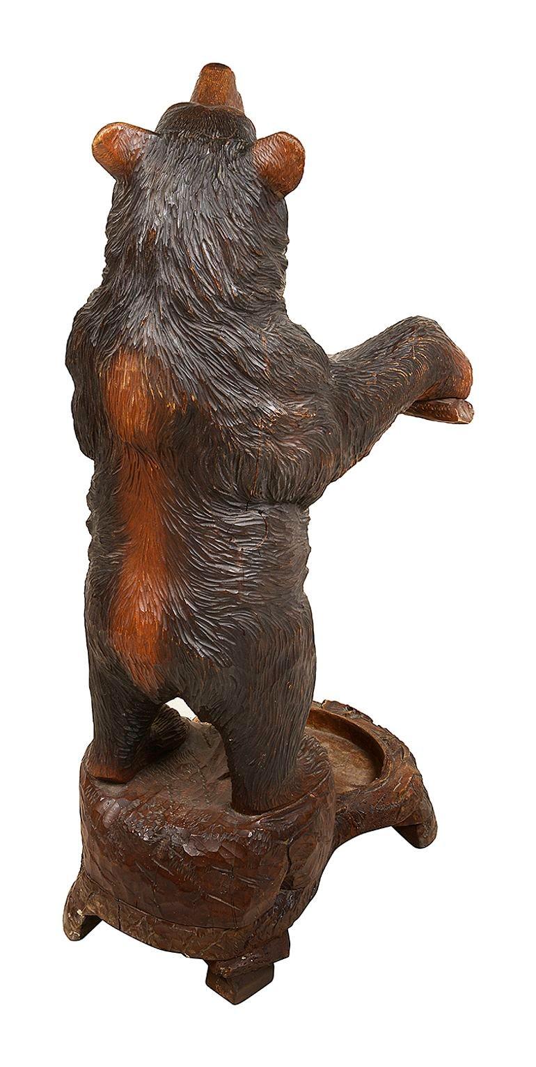 Hand-Carved 19th Century Black Forest Bear hall stand For Sale