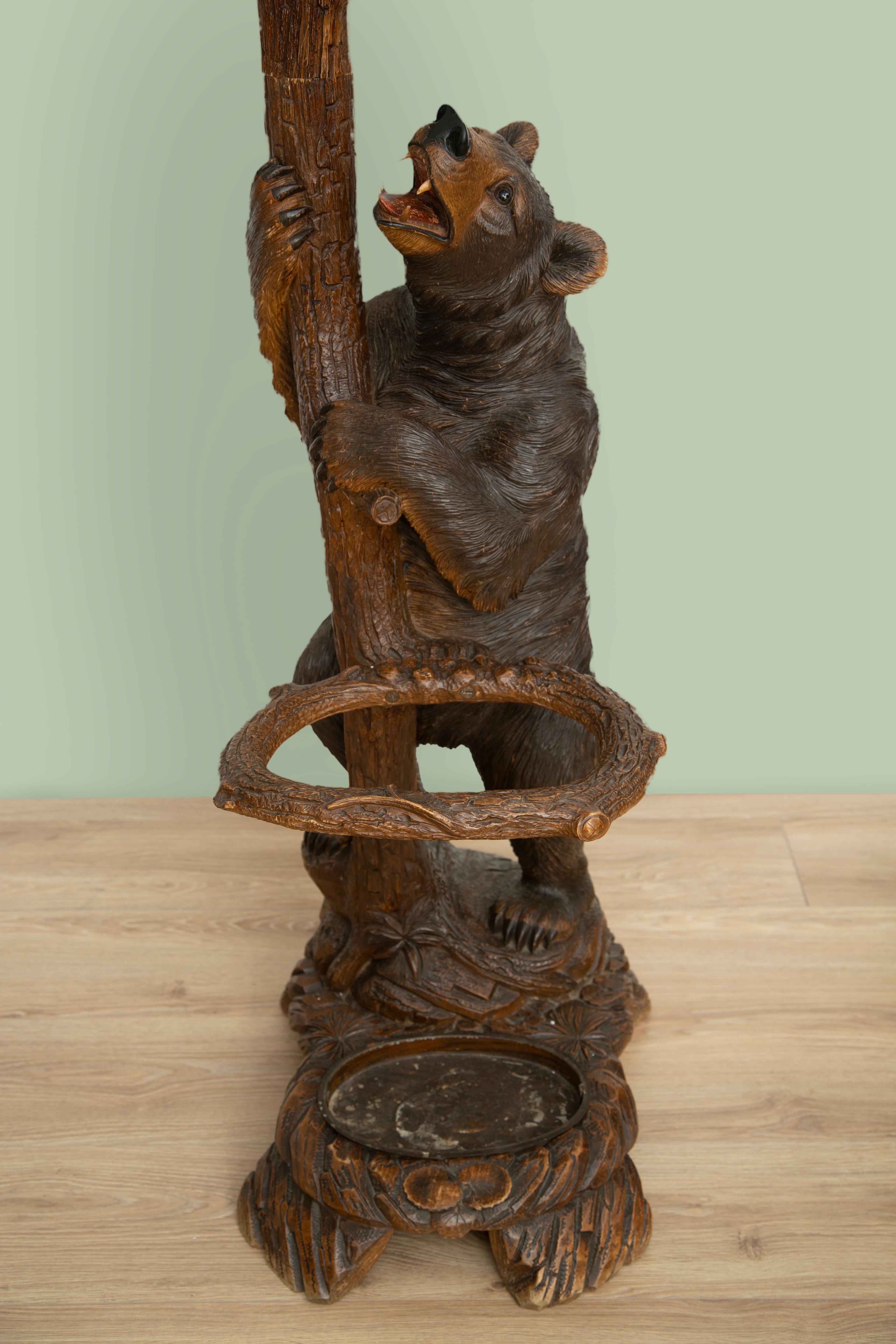 Swiss 19th Century Black Forest Bear Hall Stand For Sale
