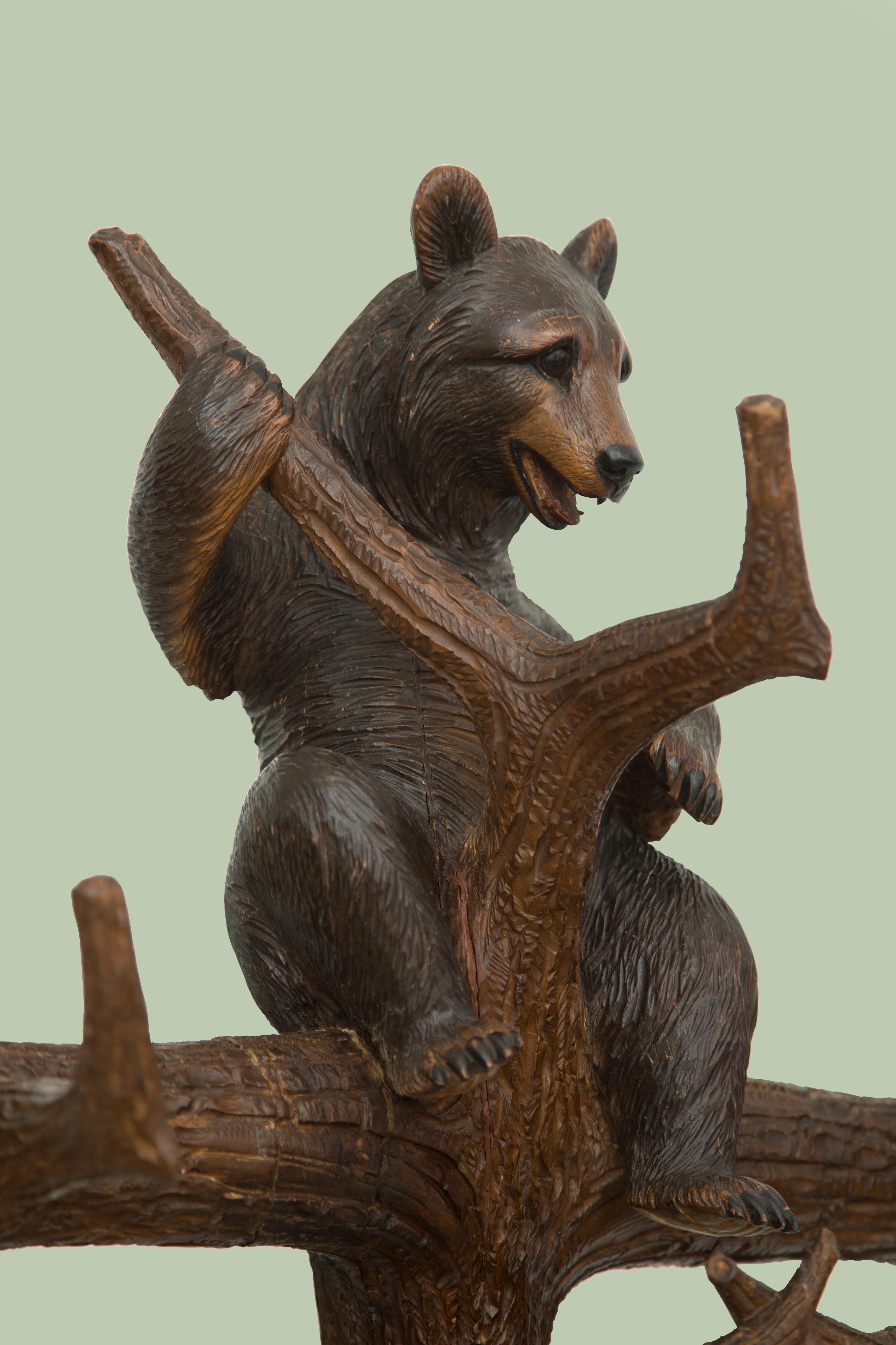 Wood 19th Century Black Forest Bear Hall Stand For Sale
