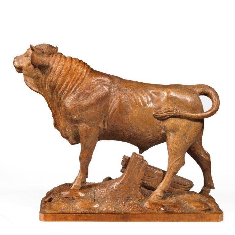 Late 19th Century 19th Century Black Forest Bull For Sale