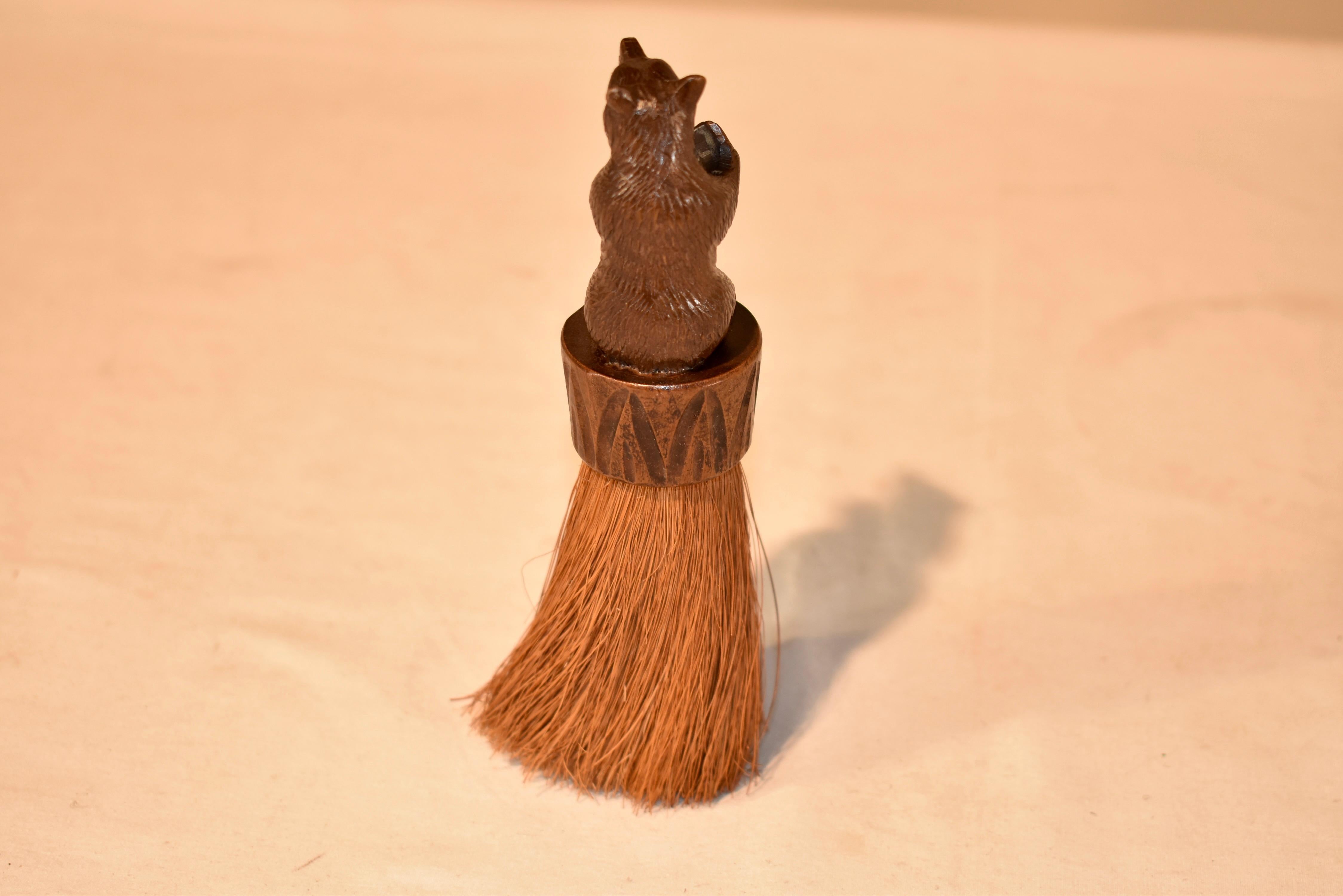 Hand-Carved 19th Century Black Forest Carved Bear Brush For Sale
