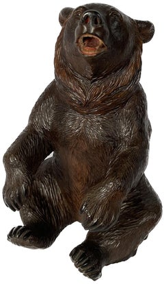 19th Century Black Forest Carved Bear Canister