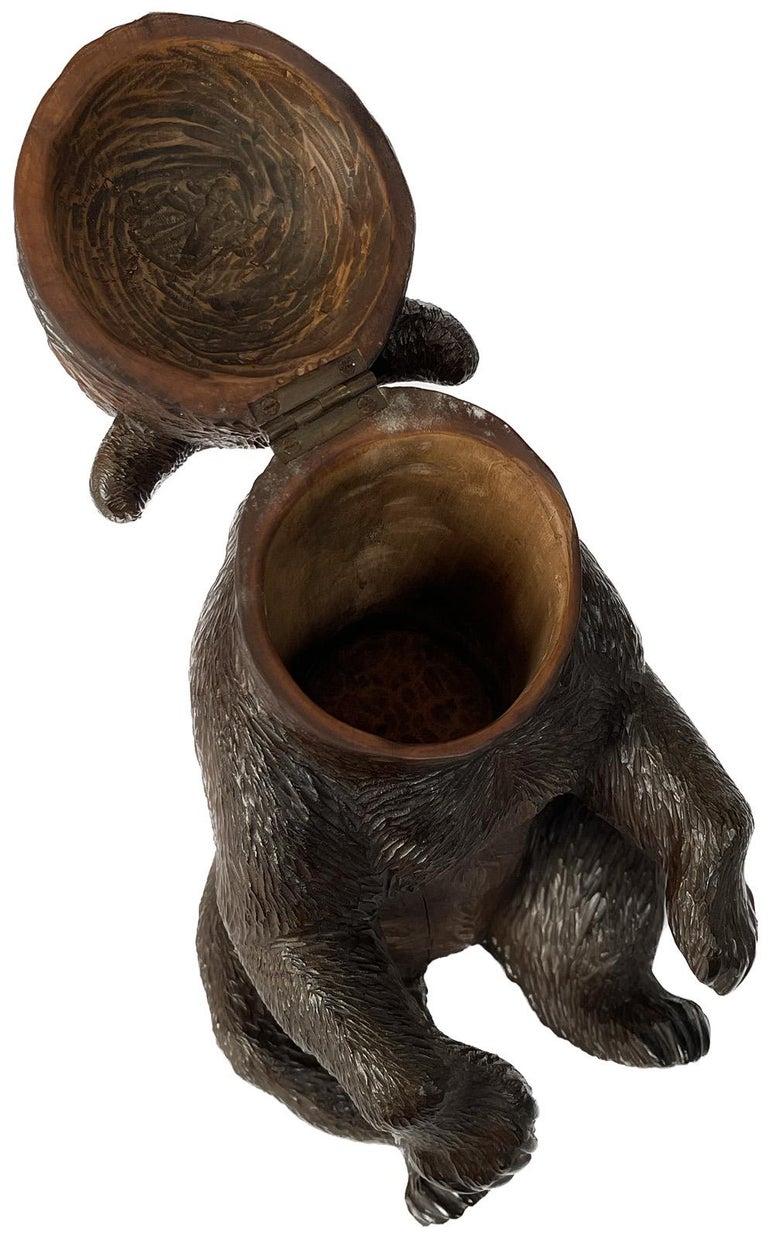 19th Century Black Forest Carved Bear Canister For Sale at 1stDibs