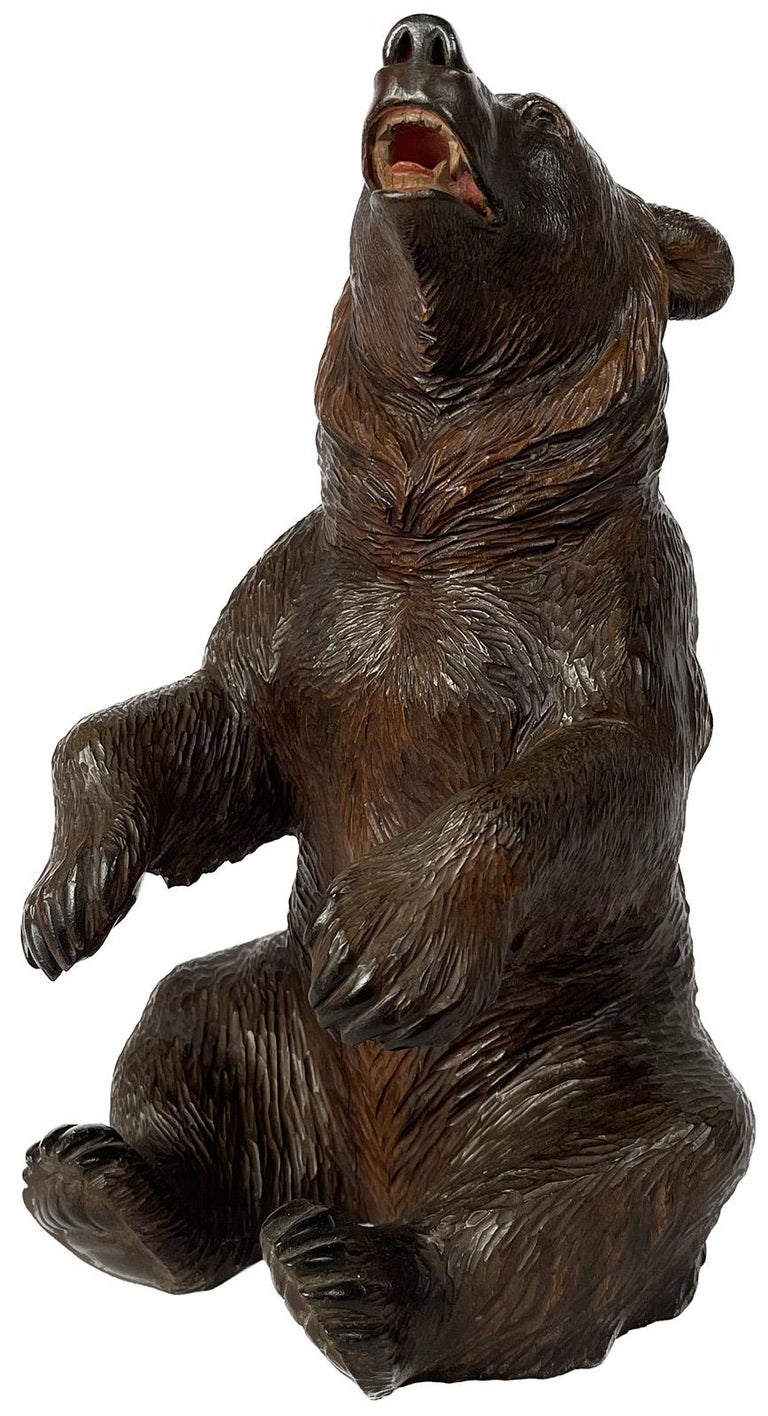 19th Century Black Forest Carved Bear Canister For Sale at 1stDibs