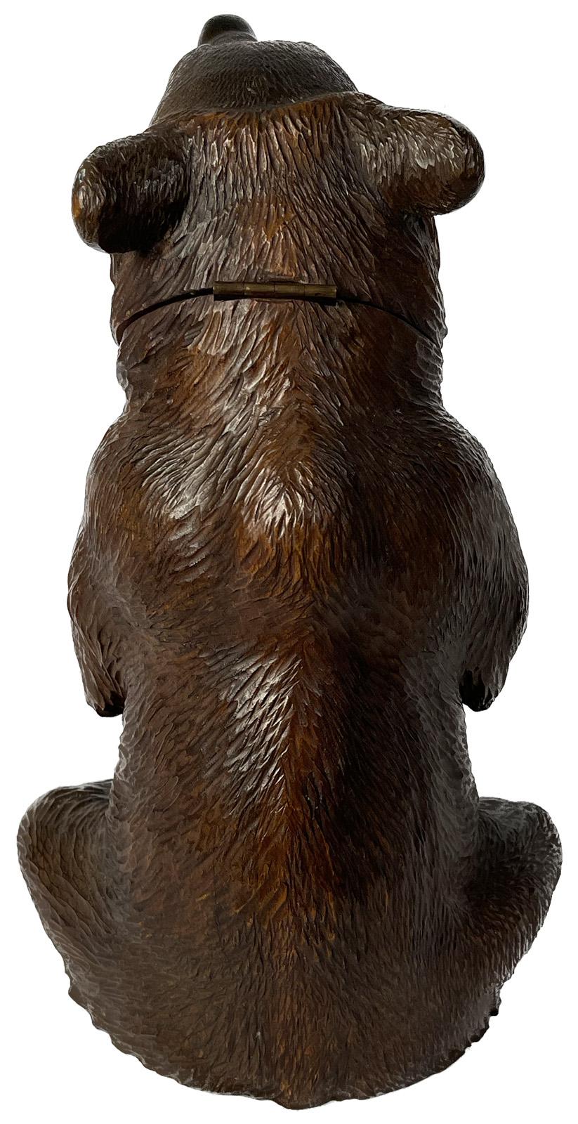 19th Century Black Forest Carved Bear Canister In Good Condition For Sale In Salt Lake City, UT