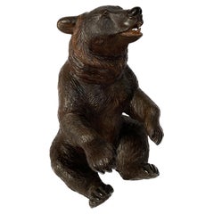 19th Century Black Forest Carved Bear Canister